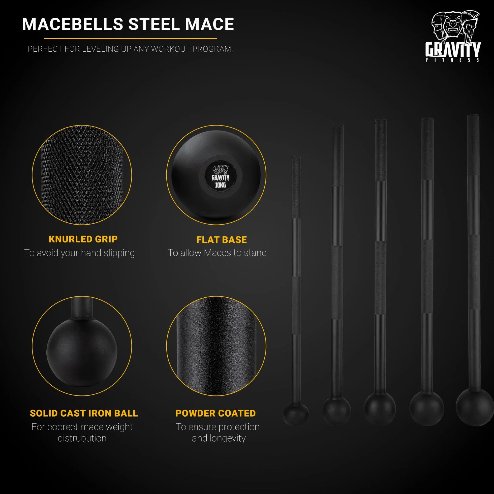 Gravity Fitness Maza Campana de acero 8 kg