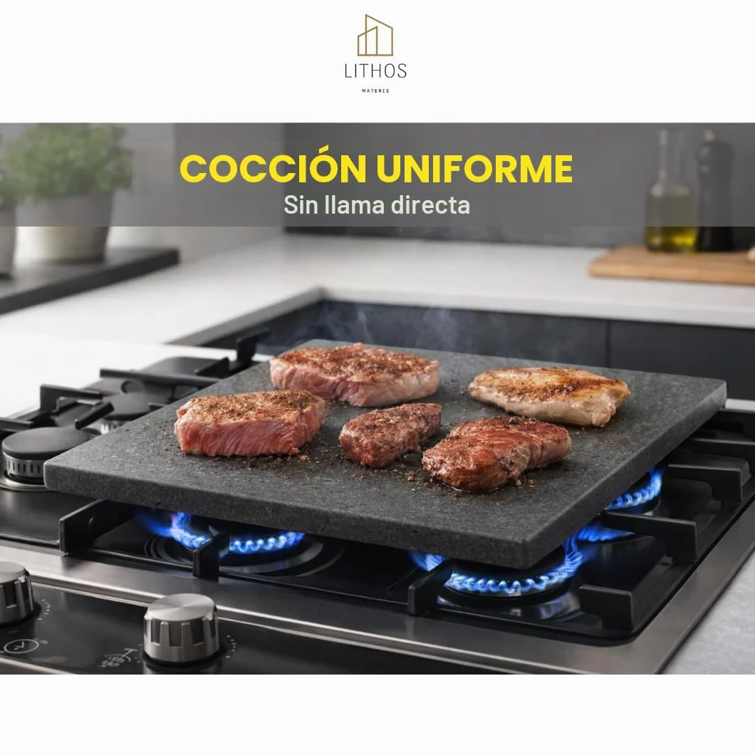 Kit de piedra antiadherente volcánica ollar Etna para pizza 39 x 35 x 2 + pala para horno eléctrico a gas y barbacoa para carne, pescado y verduras refractaria