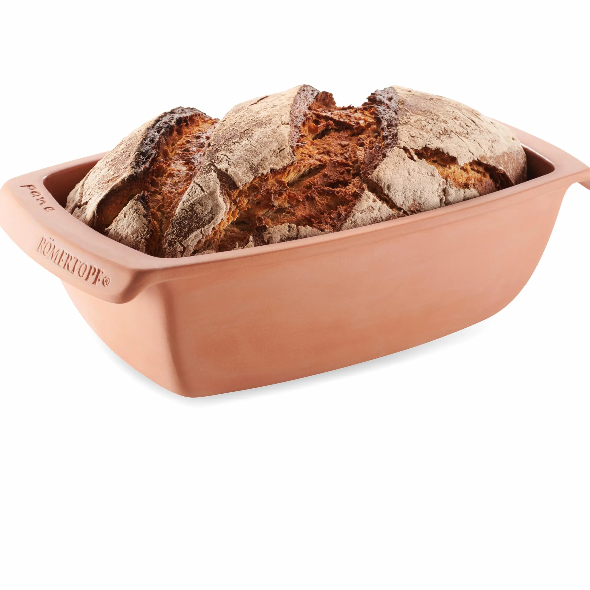 Römertopf – Fuente de horno de cerámica para asar, aprox. 34,5 x 20,5 x 11 cm, color terracota, apta para horno y lavavajillas | Aprox. 31,5 x 16 x 9,5 cm, molde esmaltado para pan y pasteles, apto para horno, apto para lavavajillas