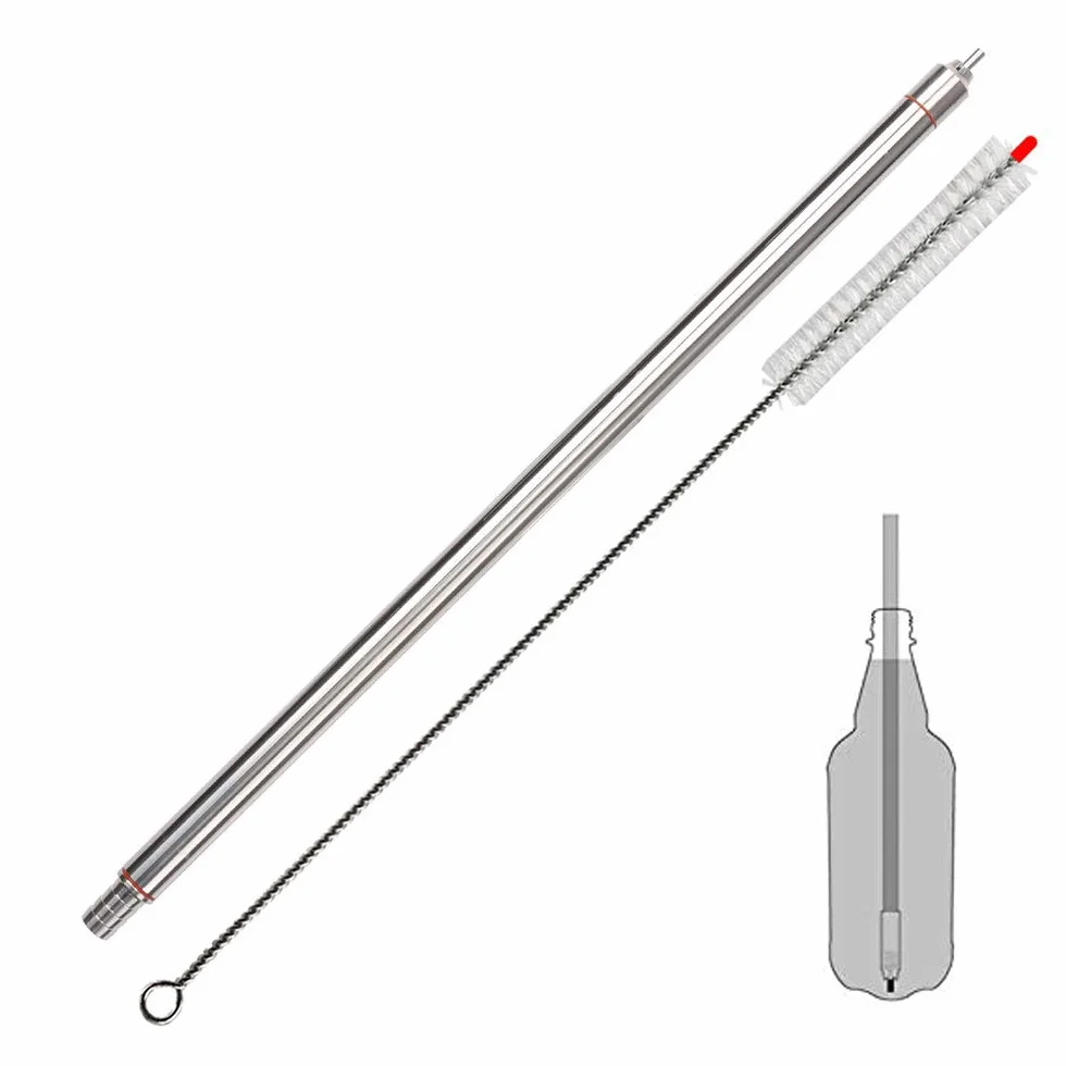 Magiin Beer Bottle Filler with Nylon Cleaning Brush, Llenadora de Botellas de 304 Acero Inoxidable,13.7 Inch, Embotellado Relleno para Cerveza, Vino Casera