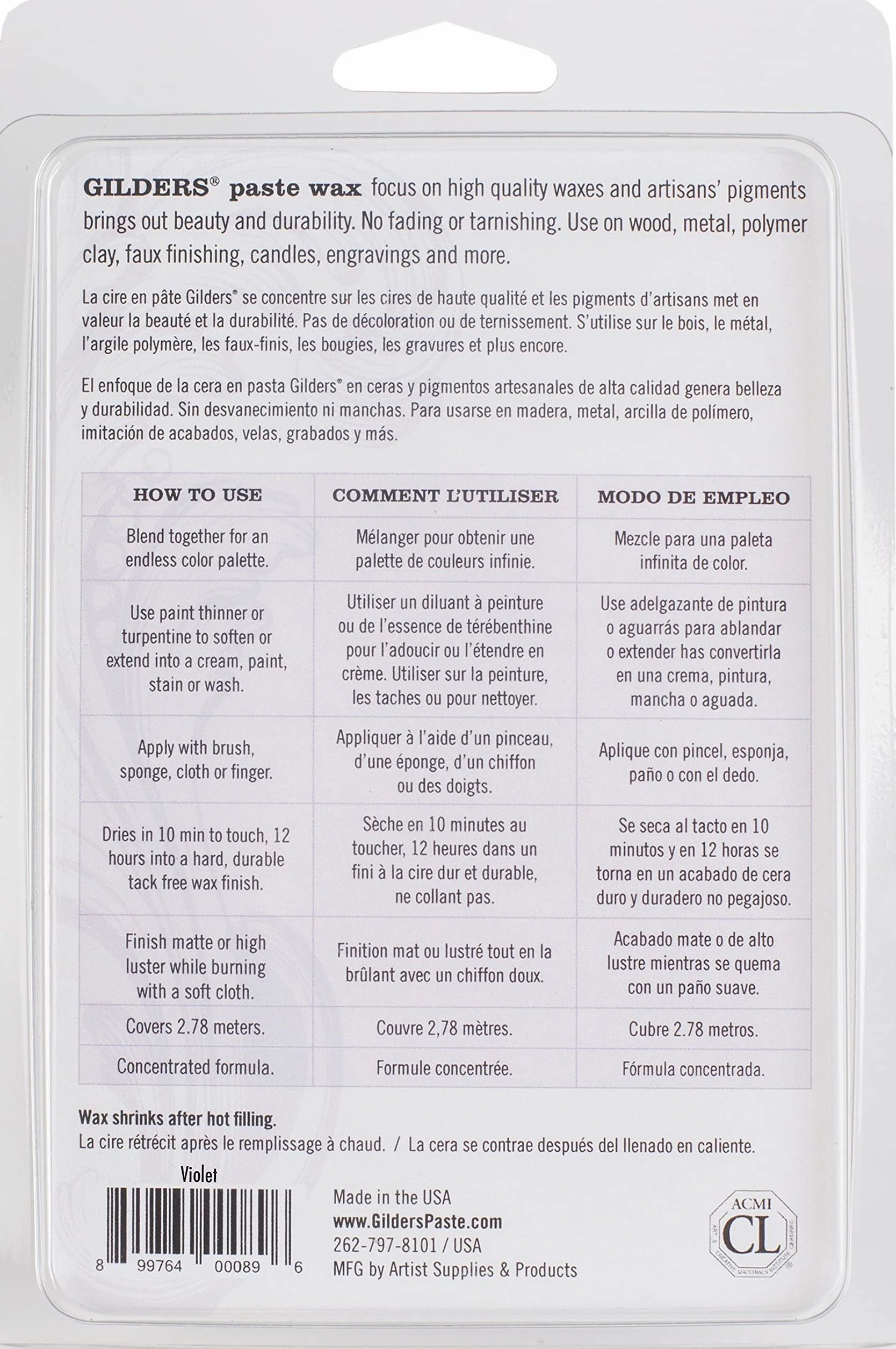 Gilders Paste 243445 Acabado de cera Barroco Art - Violeta, 30 ml