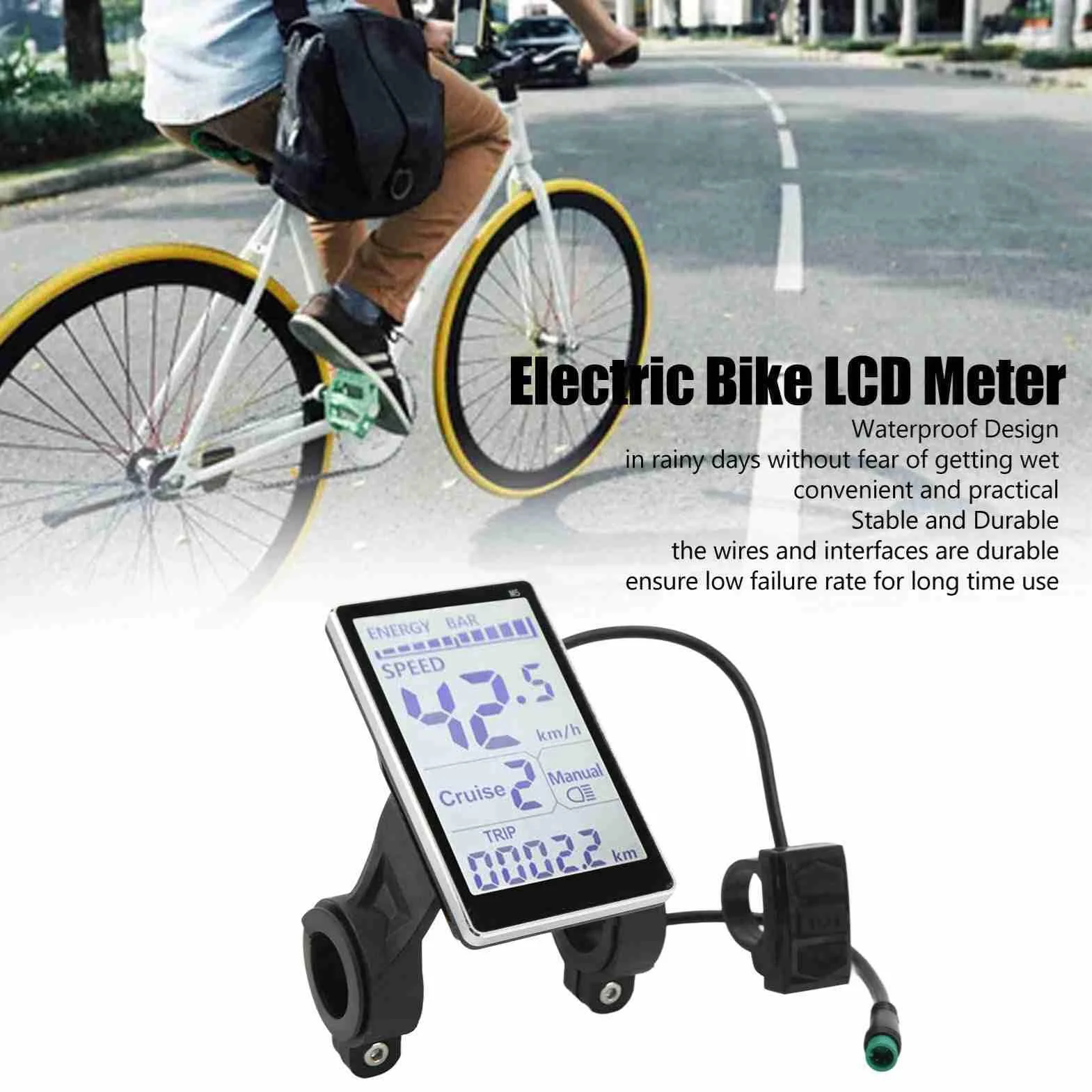 Keenso Pantalla LCD Bicicleta Eléctrica 5 Pines Compatible 24V 36V 48V 60V LED