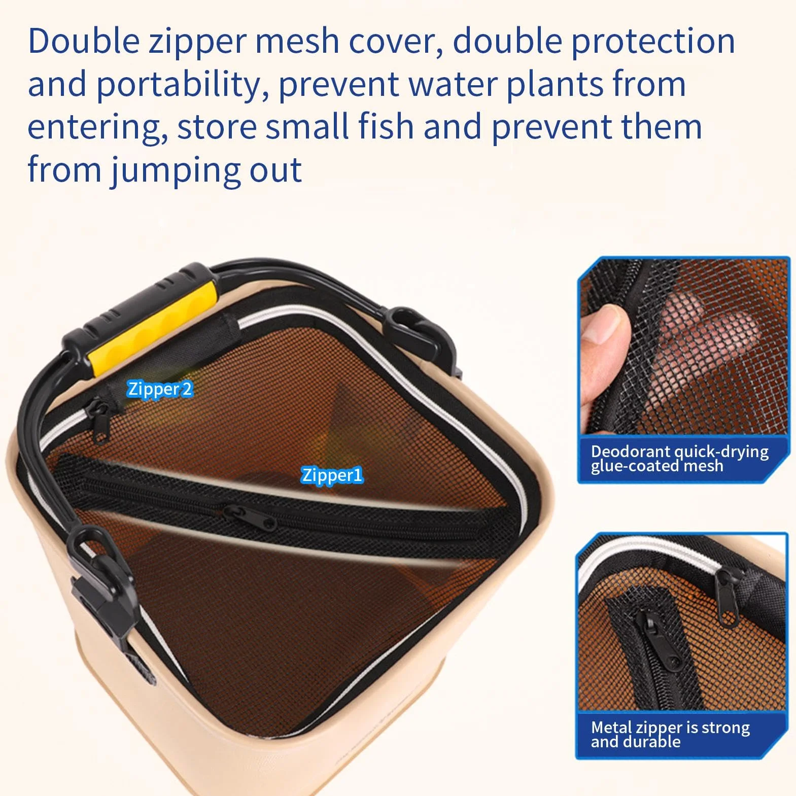 Cubo Portátil para Peces, Cubo de Pesca Plegable 8L/13L, Contenedor de Almacenamiento EVA