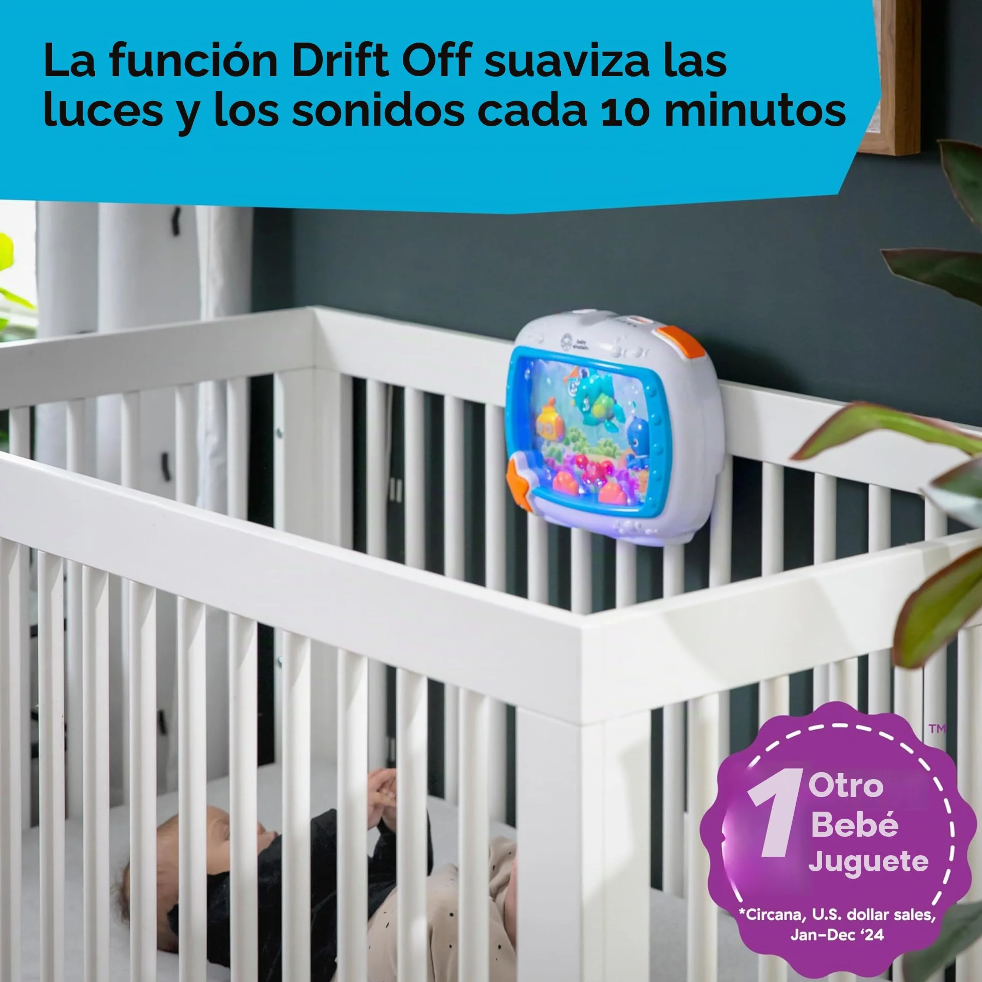 Baby Einstein Sea Dreams Soother Máquina de Ruido Blanco para Bebé con Luces, Música y Sonidos Marinos, Acuario Juguete de Cuna con Control Remoto