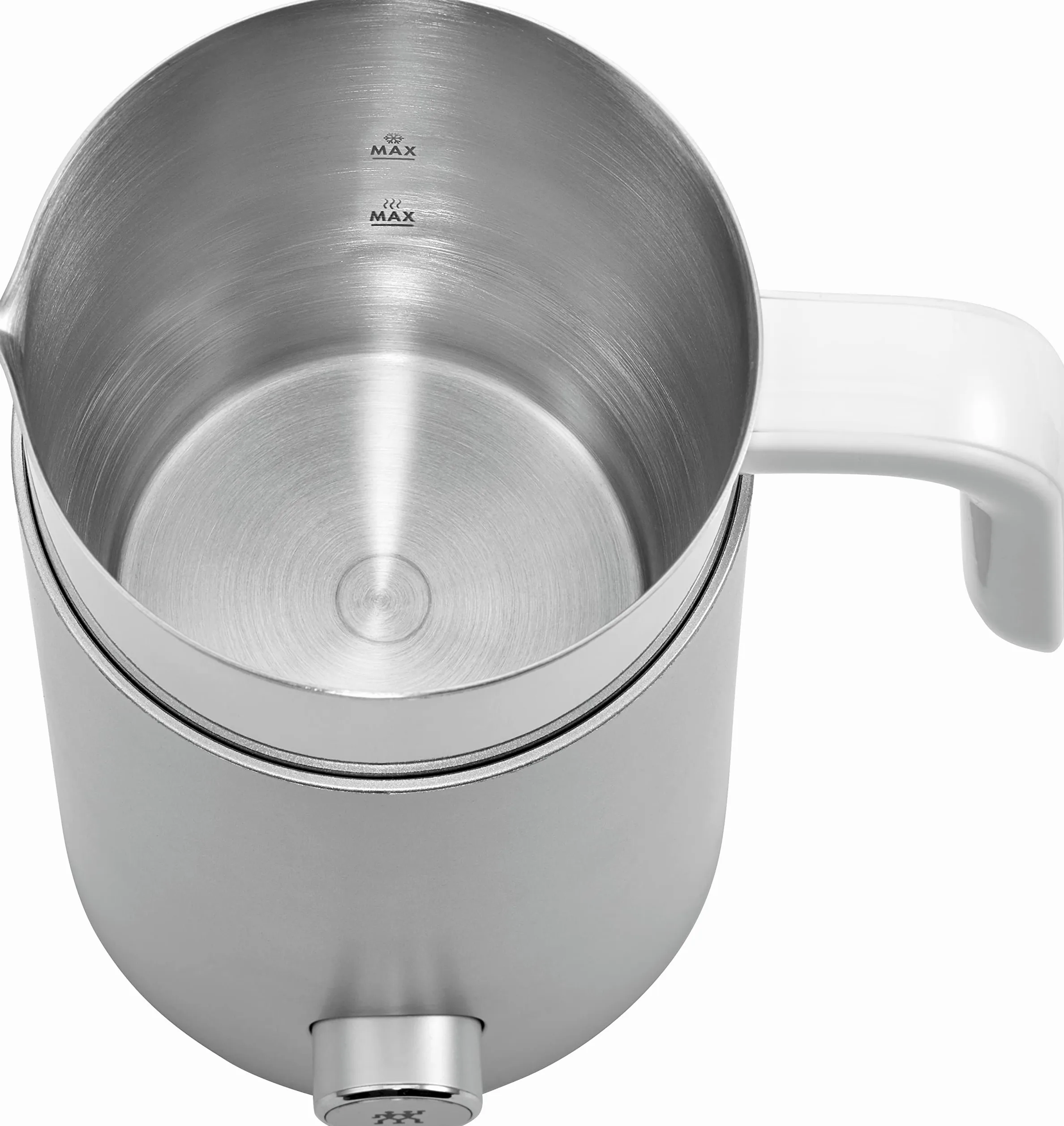 ZWILLING ENFINIGY Espumador de leche eléctrico para leche caliente y fría y alternativas a la leche de origen vegetal, 400 ml, Plata