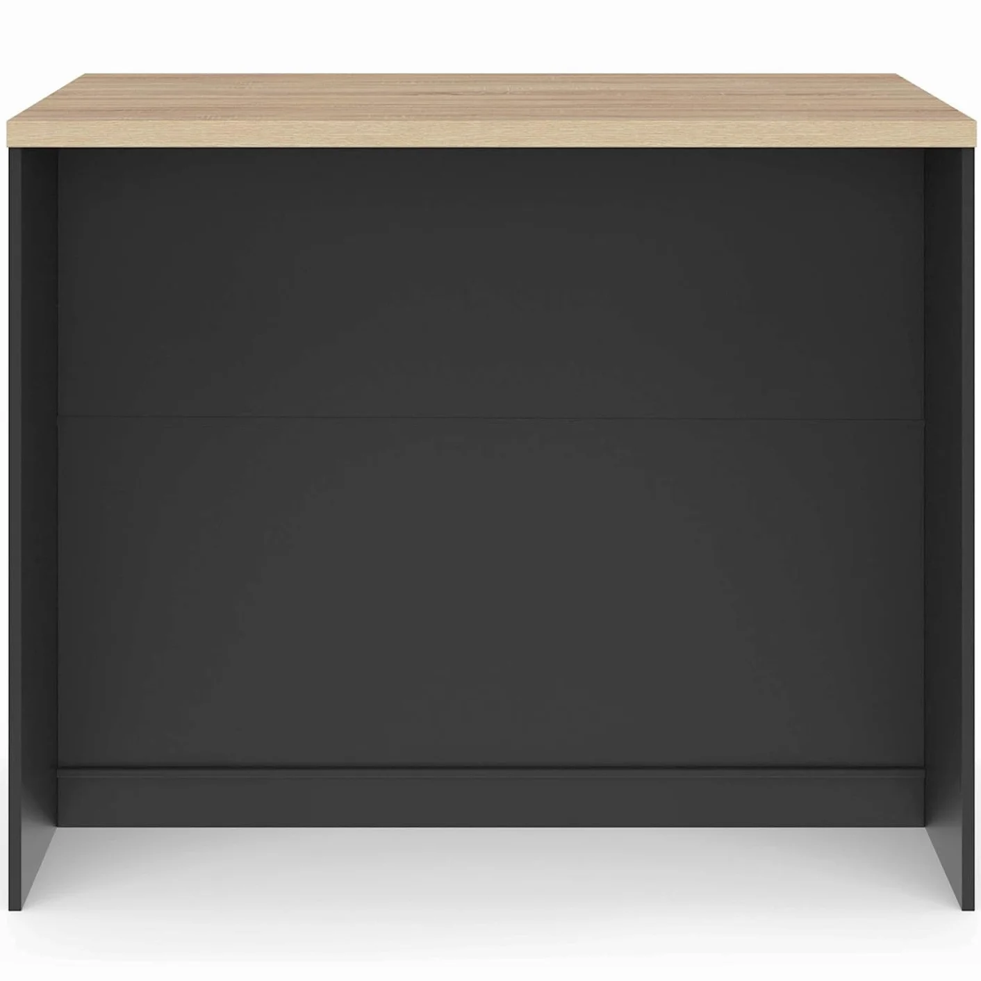 IDMarket - Isla central TIBO 110 cm de extensión frontal con 3 cajones de madera negra con encimera en imitación de madera de haya