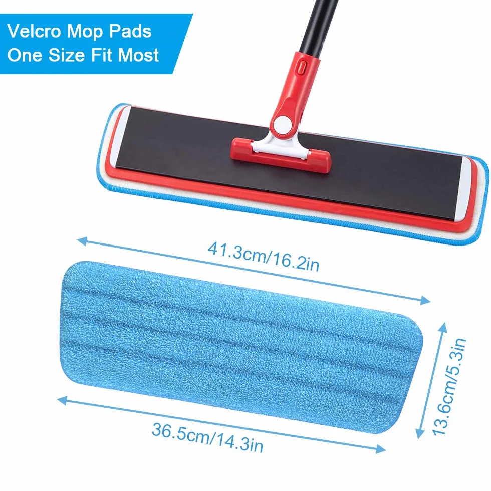 URAQT Almohadilla de fregona, Paquete de 3 Almohadillas de Limpieza de Microfibra, paño de fregona de Velcro, Almohadilla de mopa húmeda y Seca, Alta absorción de Agua, Repuesto para fregonas Planas