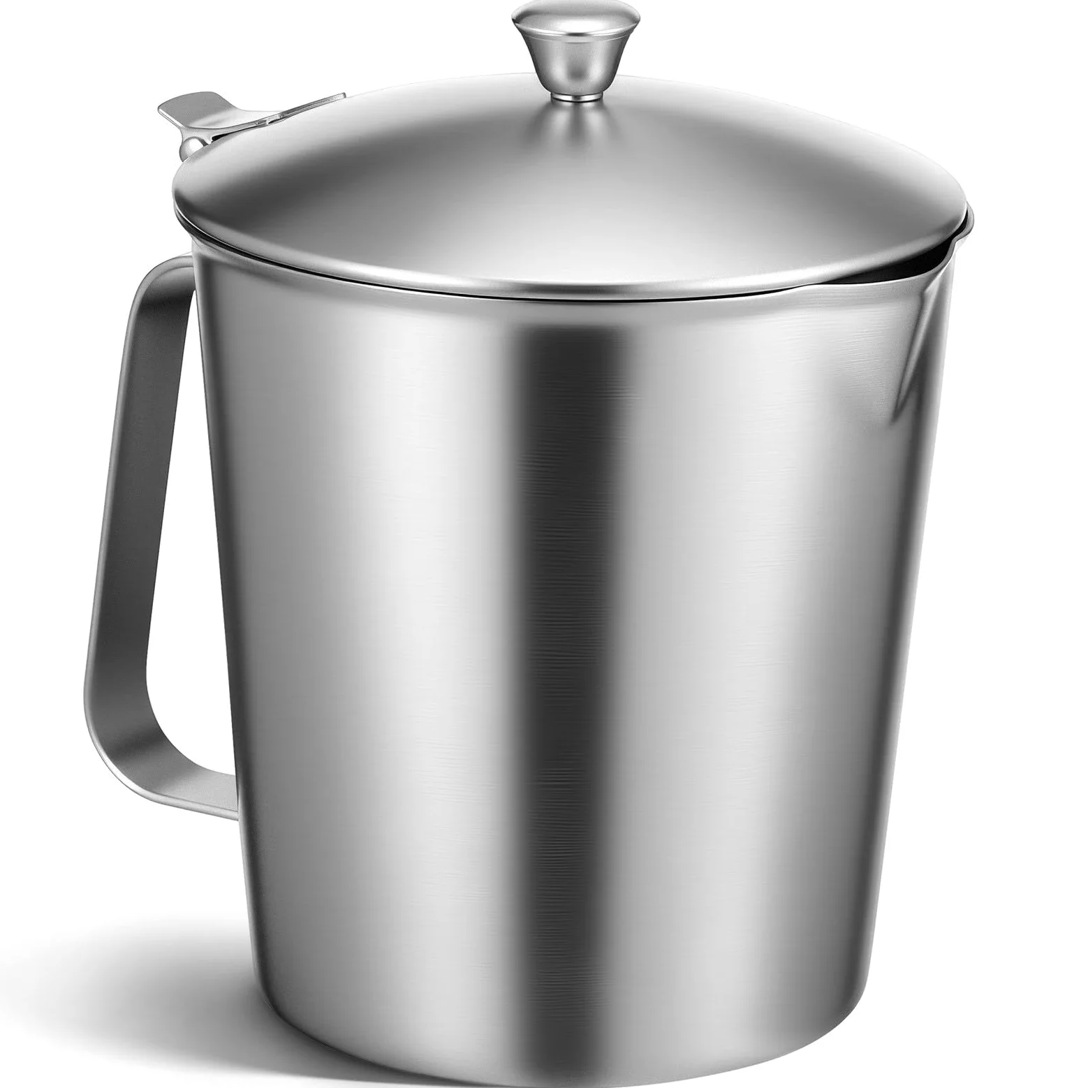 Taza Medidora que Evita Leche se Enfríe Rápido con Tapa Anti-caída 1000ml de Acero Inoxidable Jarra Graduada para Preparar Café con Leche y Barras