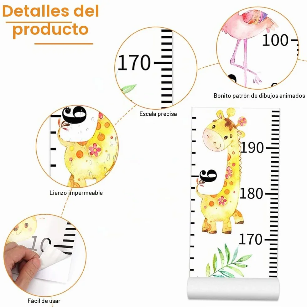 Extraíble Regla de Altura 20×200 cm Medidor Niños Adhesivo Pared Guardería