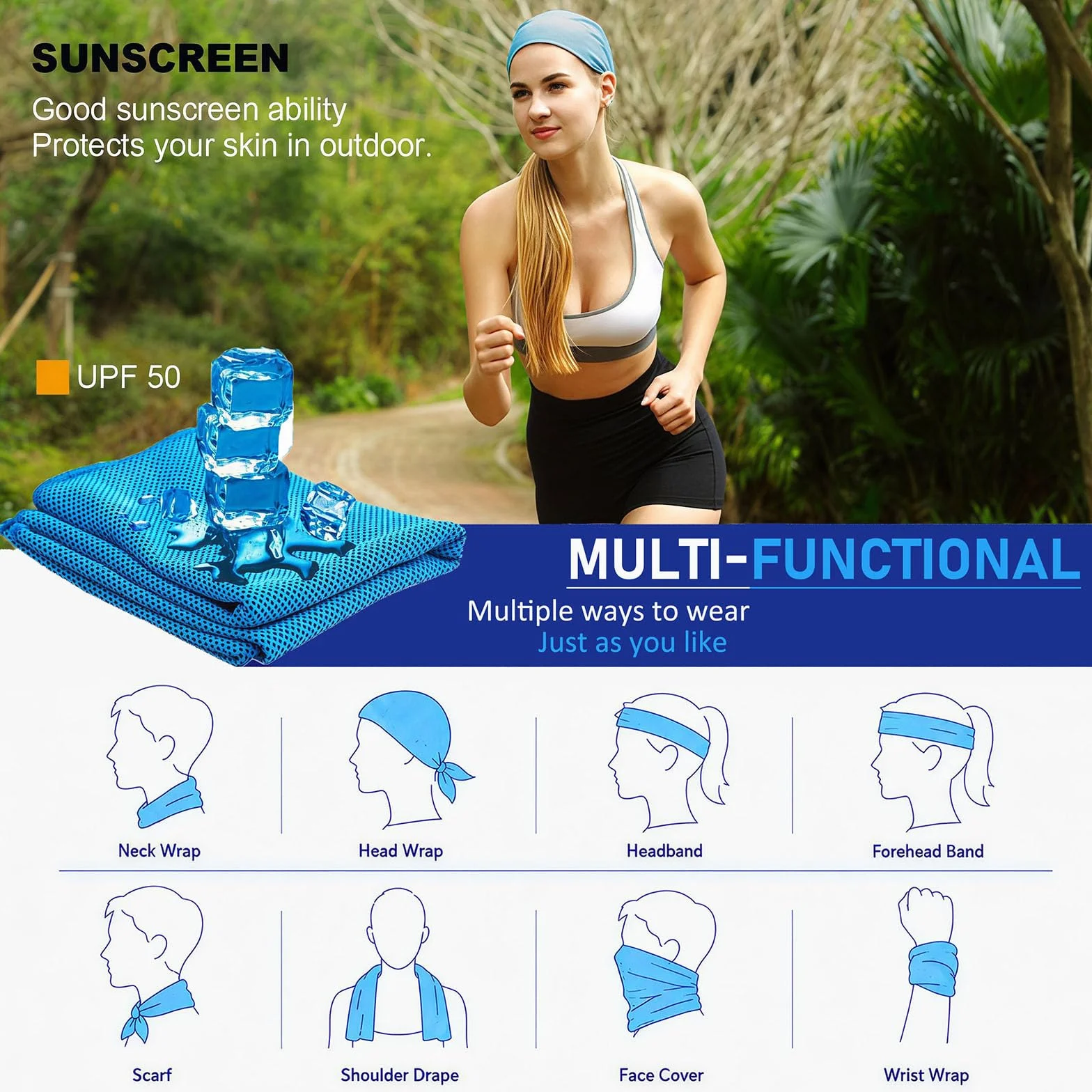 Toallas de Enfriamiento 120x30 cm Microfibra para Yoga Golf Gimnasio Camping