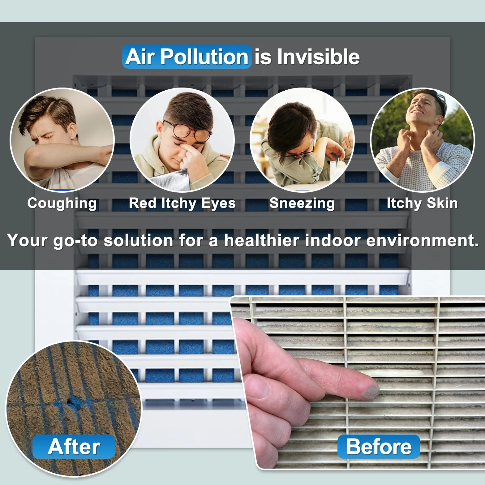 UCINNOVATE Rollo de filtros de ventilación de aire de 50 x 228 cm (más de 50 filtros), kit de filtros de ventilación triples electrostáticos MERV 8 cortados a medida para rejillas de techo del hogar,
