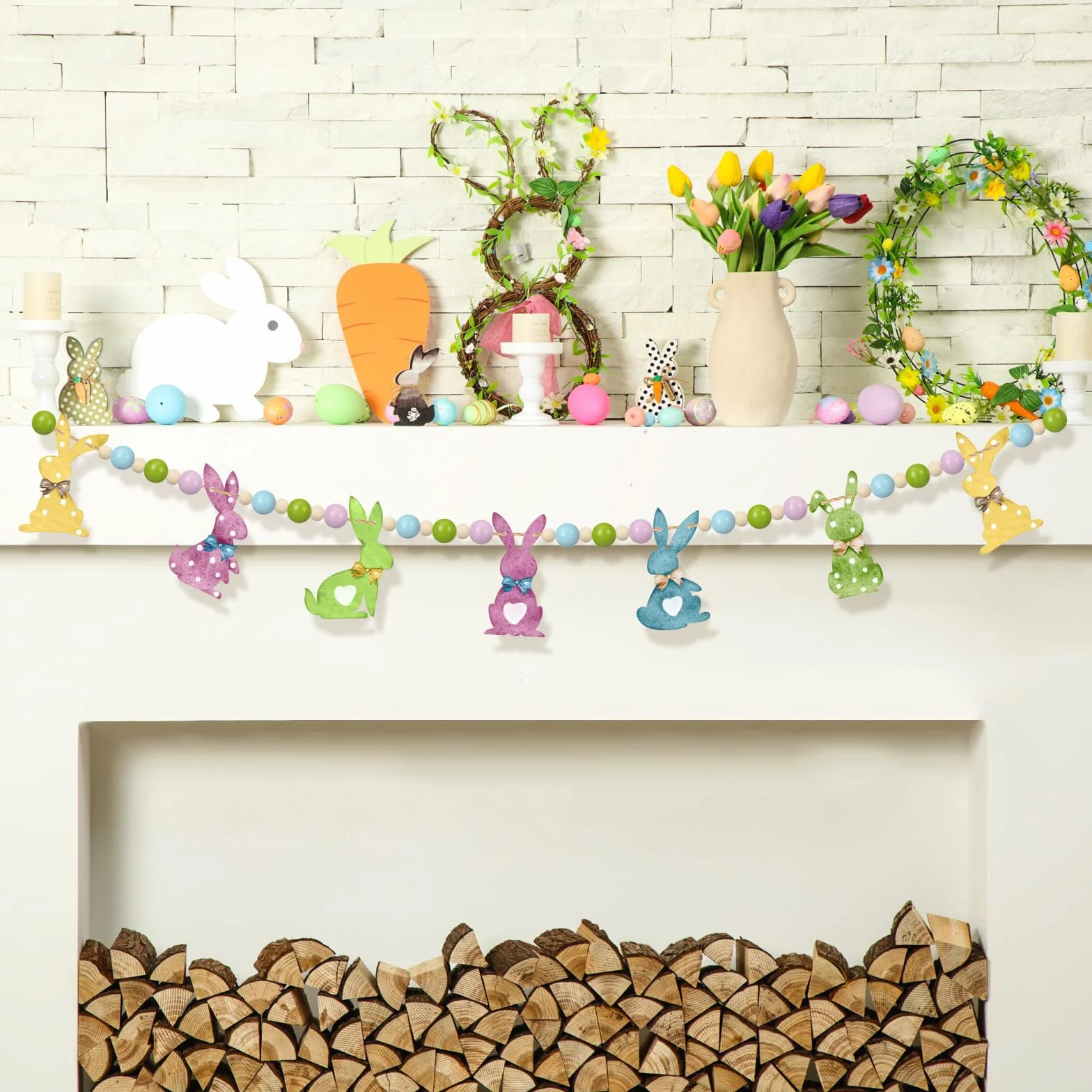 Guirnalda de Pascua, Pancarta de Pascua, Decoracion Primavera, Easter Decorations, Decoraciones Festivas Reutilizables, Patrón Doble Cara