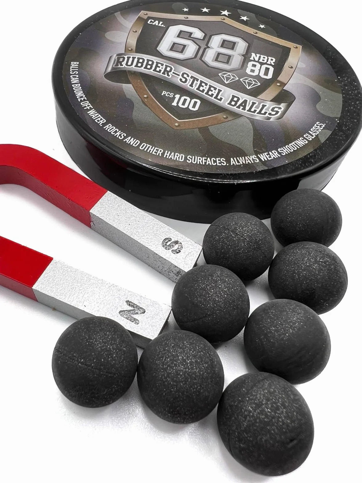Bolas de Acero de Gomma Maciza Ram Paintball .68 Calibre Hard Paintballs 100 sztuk