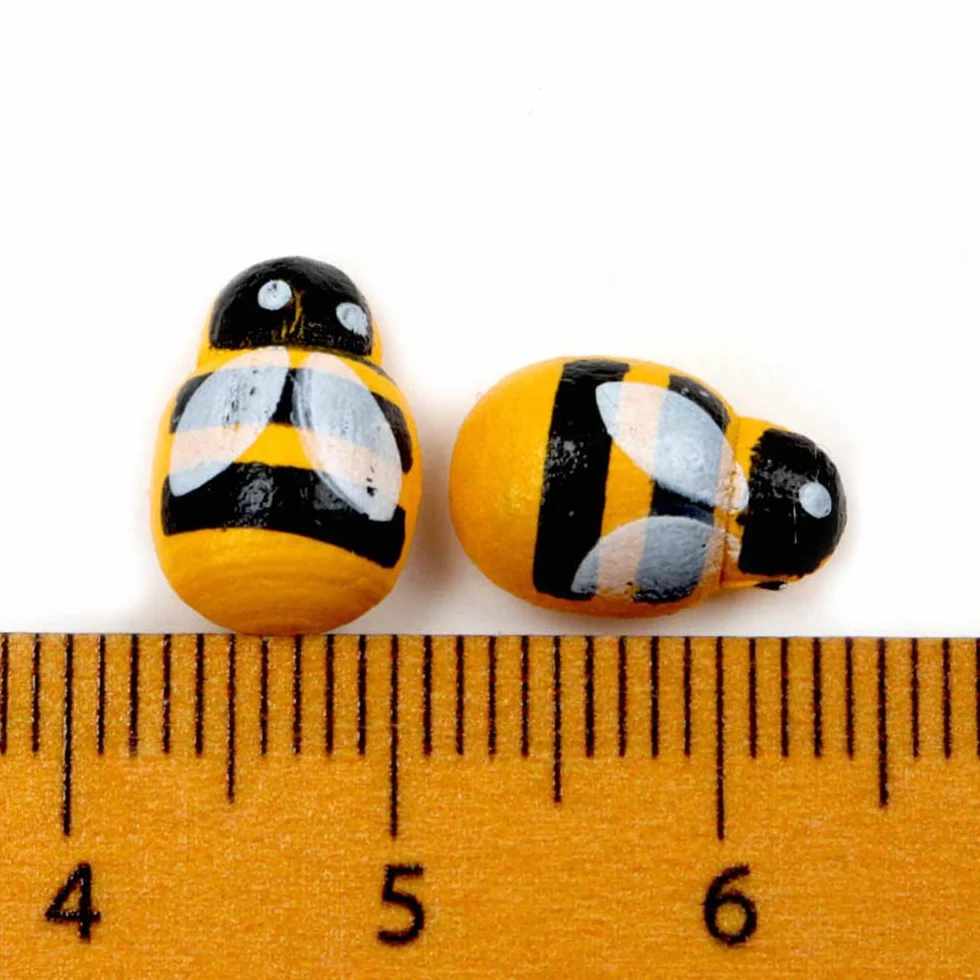 200 piezas de abejas pequeñas de madera, autoadhesivas, pintadas, parte trasera plana, bloque de abejorro, decoración de álbumes de recortes, decoración y manualidades