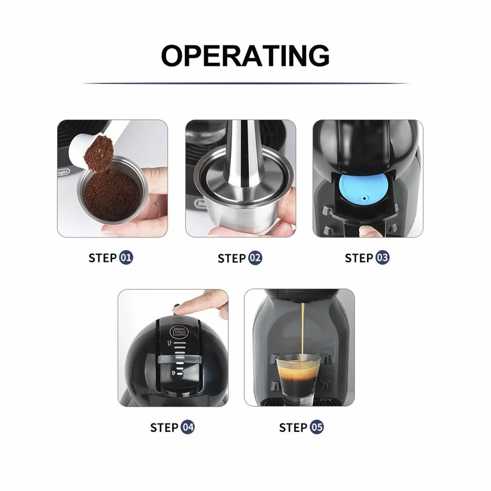 Compatible Con Cápsulas De Café Reutilizables Dolce Gusto, Compatible Con Nescafé, Filtro De Café Recargable Picolo XS De Acero Inoxidable(2pcs pod 2pcs lid)