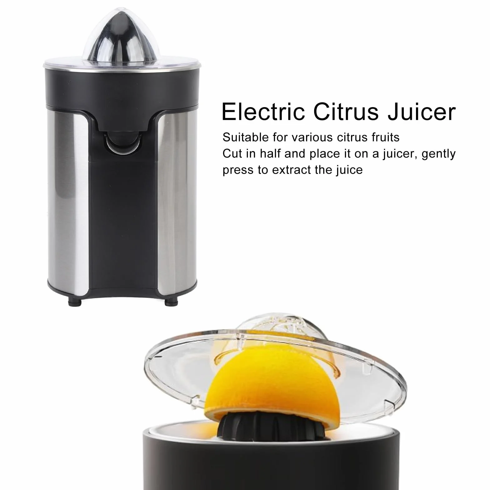 Luocute Exprimidor Eléctrico de Cítricos, Exprimidor Automático de Limón y Naranja con Potencia de 100W, Capacidad de 300ML para Casa, Apartamento, Dormitorio, Camping (Enchufe de la UE 220V)