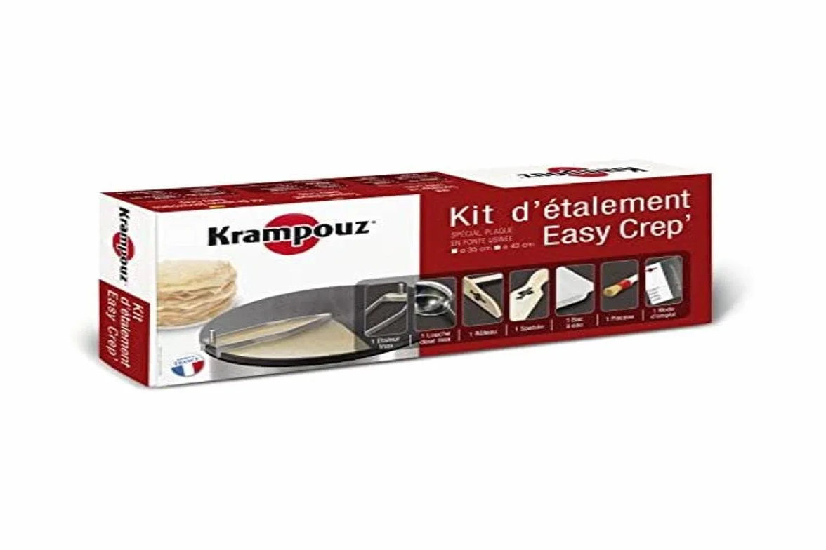 KRAMPOUZ - Kit esparcidor EASY CREP' P/crepera de 40 cm de diámetro - Esparcidor de acero inoxidable - Para crepes grandes finas y redondas - Accesorios proporcionados - Ref. AKE84