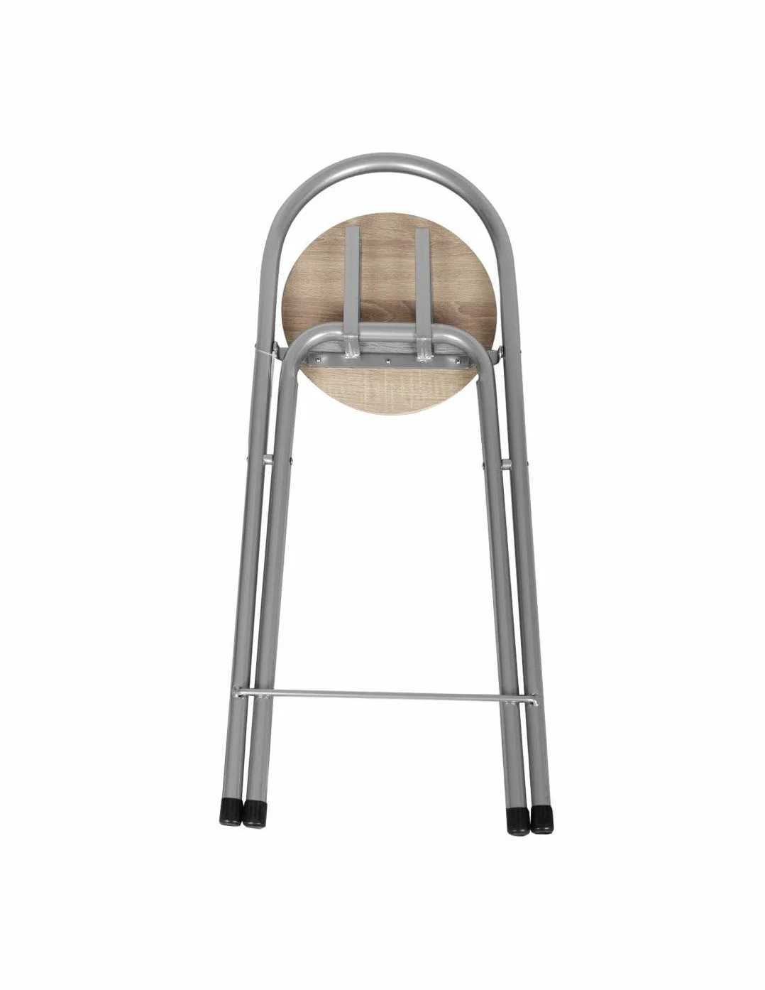 Jardin202 - Taburete Plegable 80x40x45 cm - Elegante y Duradero en Negro y Plata con Reposapiés, Ideal para Cocina | Pack 2 uds (Plata/Haya)