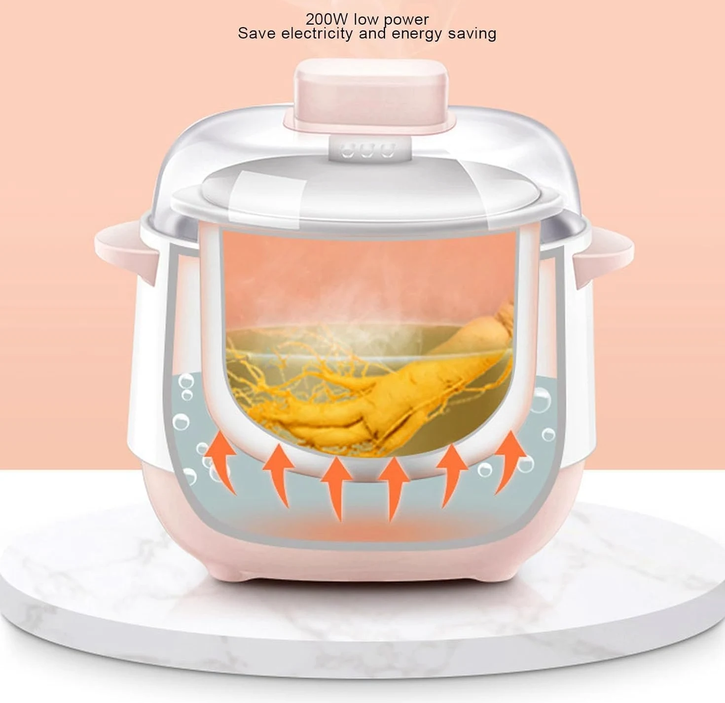 Olla Eléctrica Inteligente De Cerámica De 1 Litro para Sopas - Olla De Cocción Lenta Multifuncional con Sistema Anti-Quemado En Seco, Ideal para Gachas, Guisos Y Comidas Rápidas.