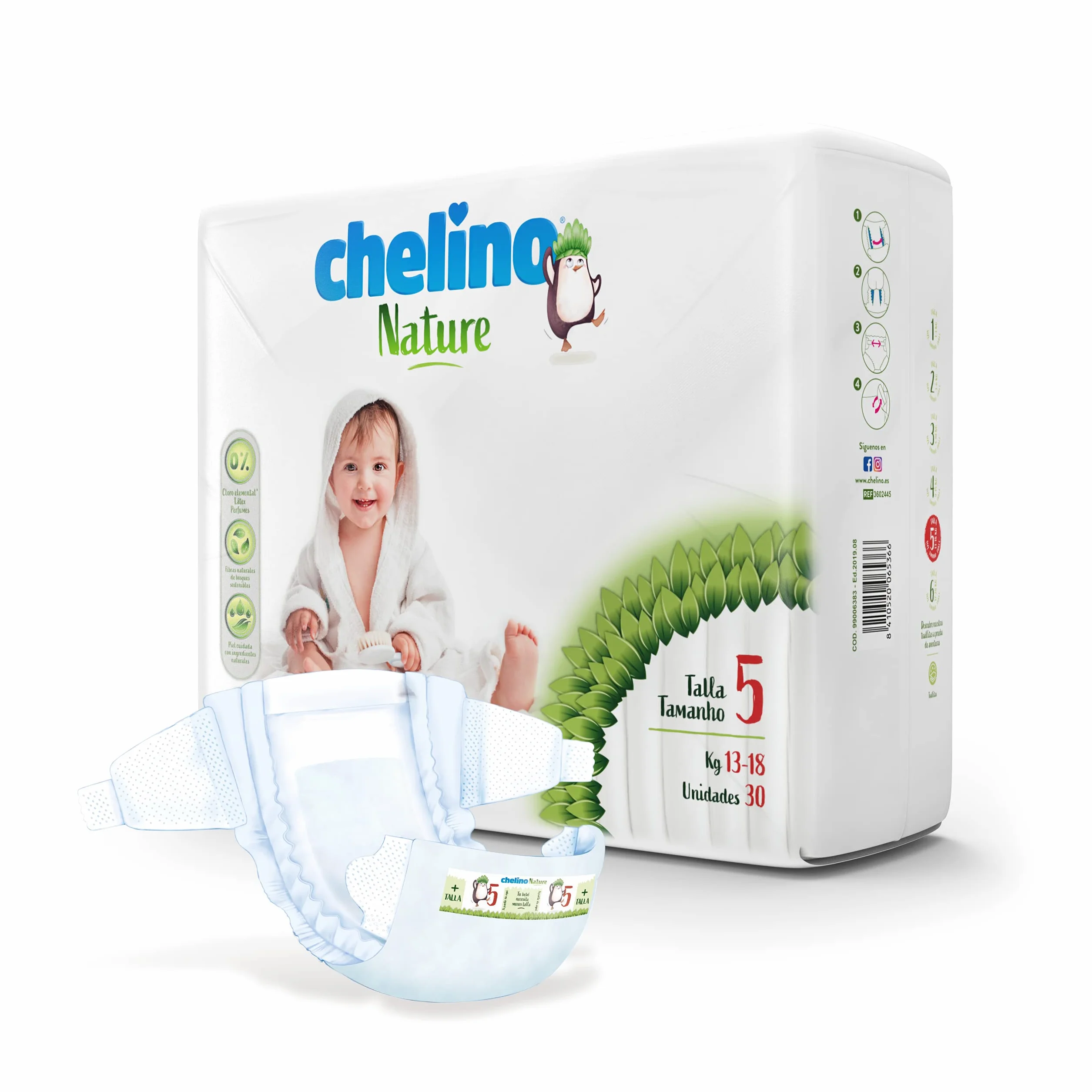 Chelino Nature Pañal Infantil Talla 5 (13-18 kg) 180 Pañales