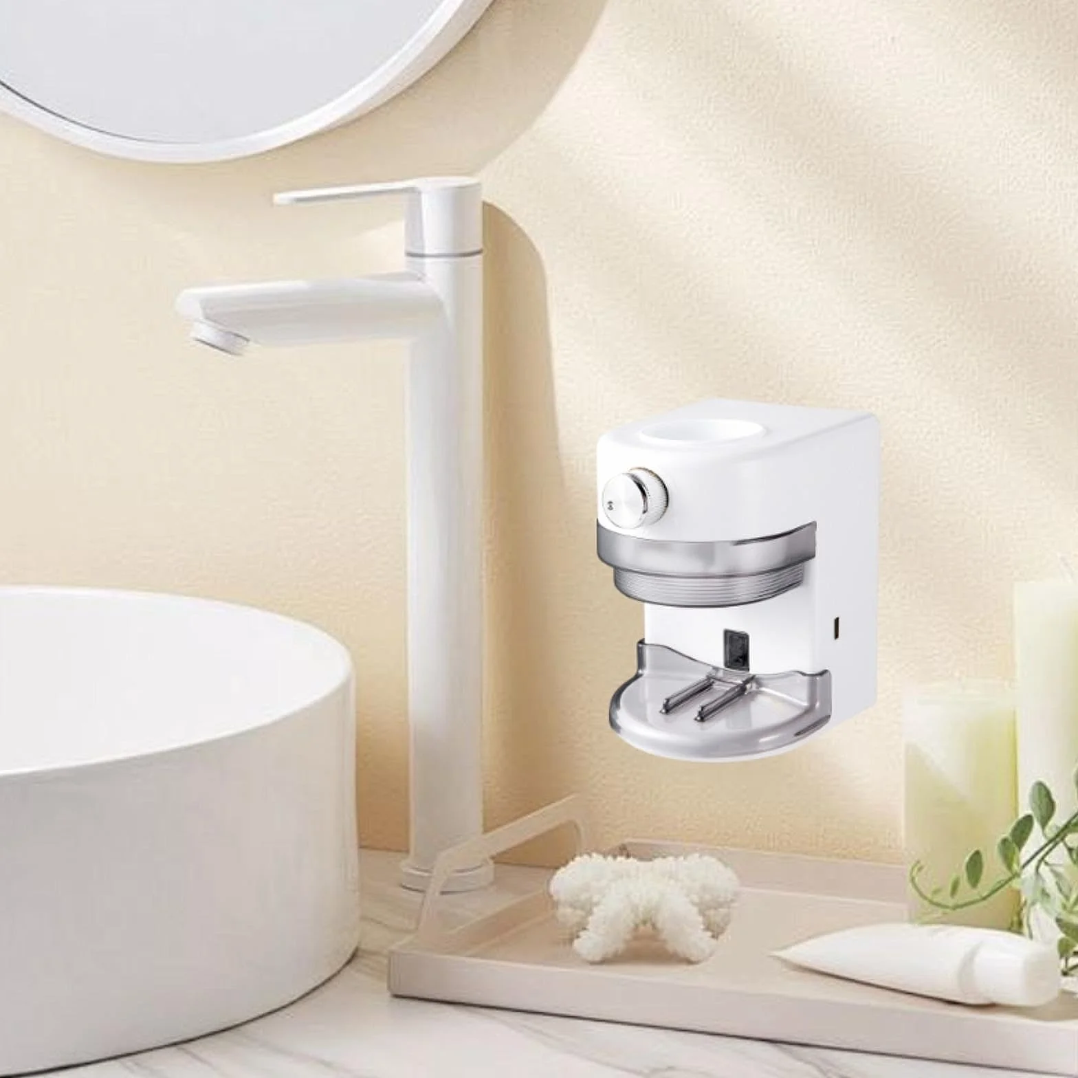 Dispensador de Pasta de Dientes Pared Automático Eléctrico Organizador de Baño con Diseño Desmontable Adecuado para Habitaciones Compartidas, Blanco, Individual