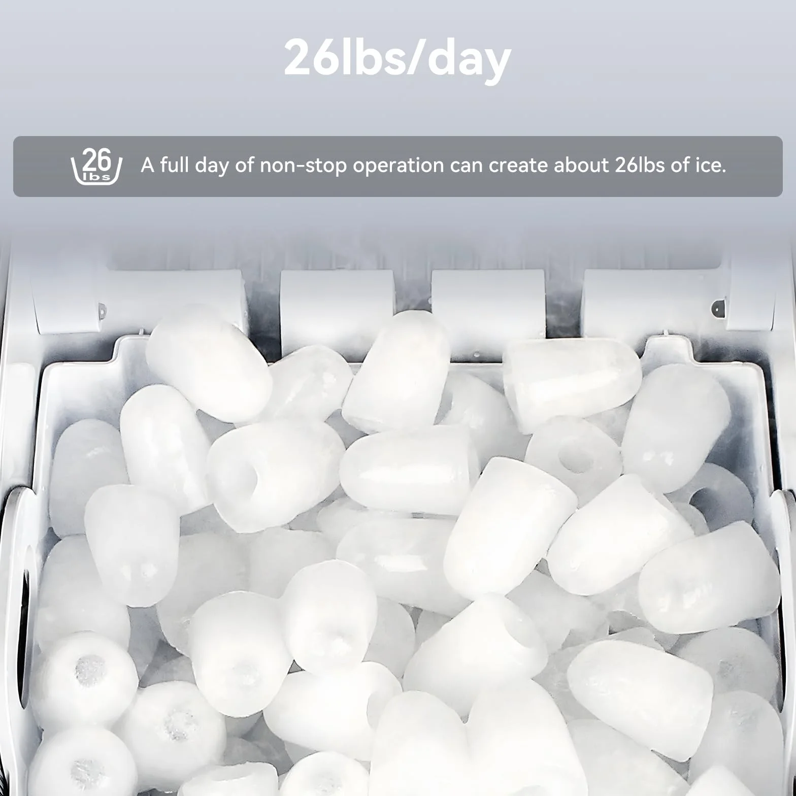 Máquina de cubitos de hielo pequeña de 1,2 litros, minimáquina de cubitos de hielo con función de, ventana de visualización, advertencia de escasez de agua, alarma con hielo (Silver)