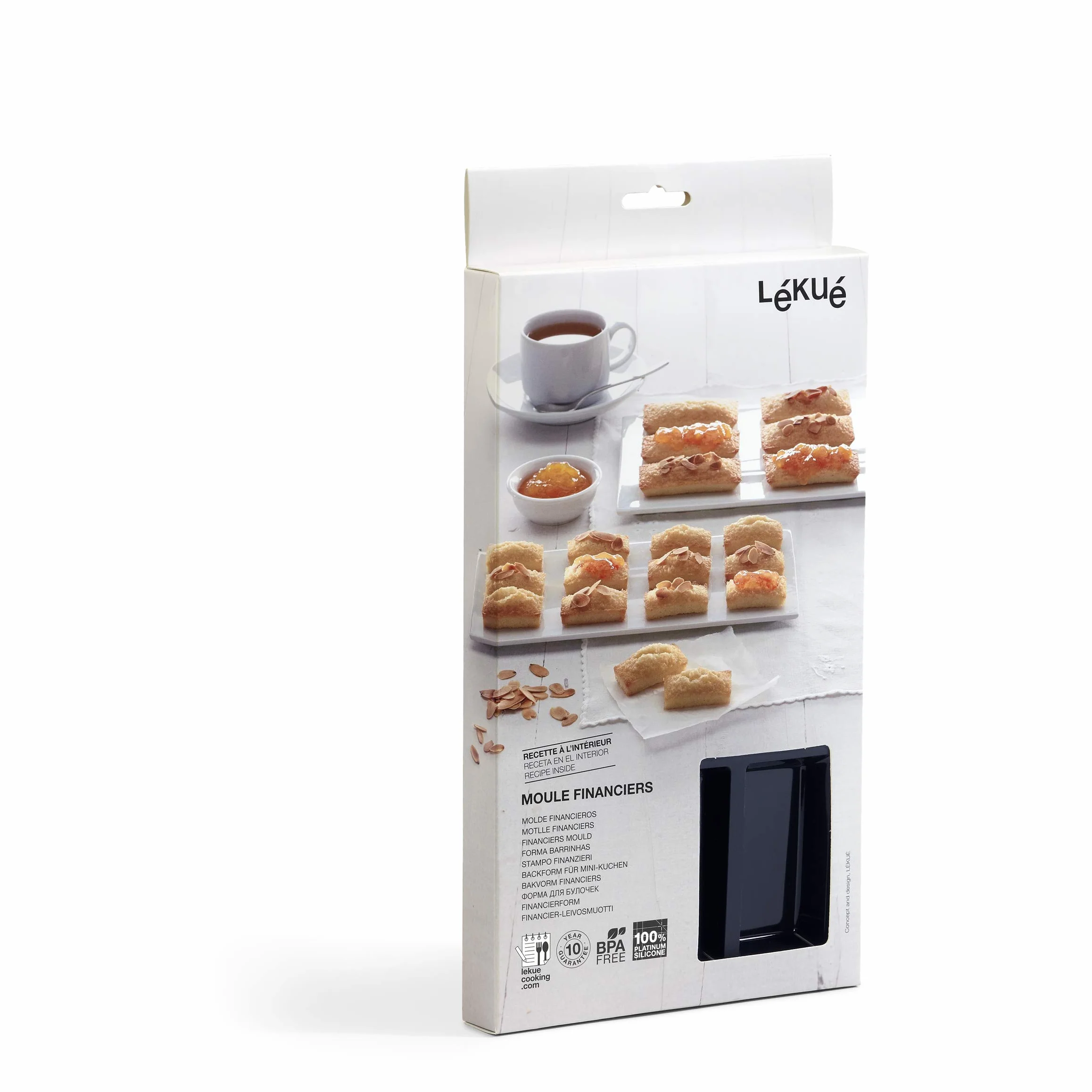 Lékué Molde silicona platino Gourmet Financier, Negro, 9 cavidades