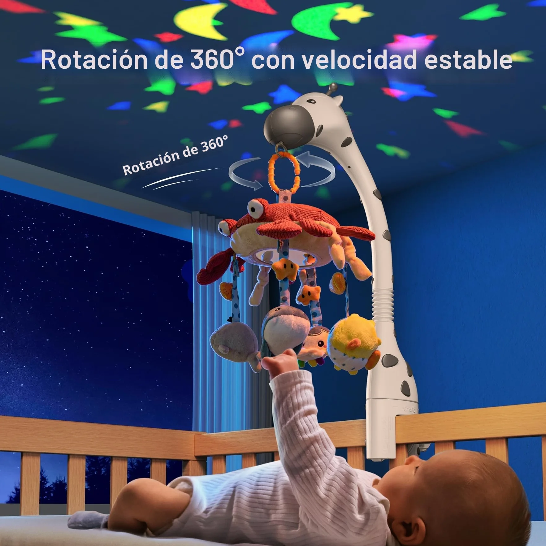TUMAMA Cuna Bebe con Musica y Luz Juguete Giratorio Desmontable Carrusel para Bebes 0-12 Meses