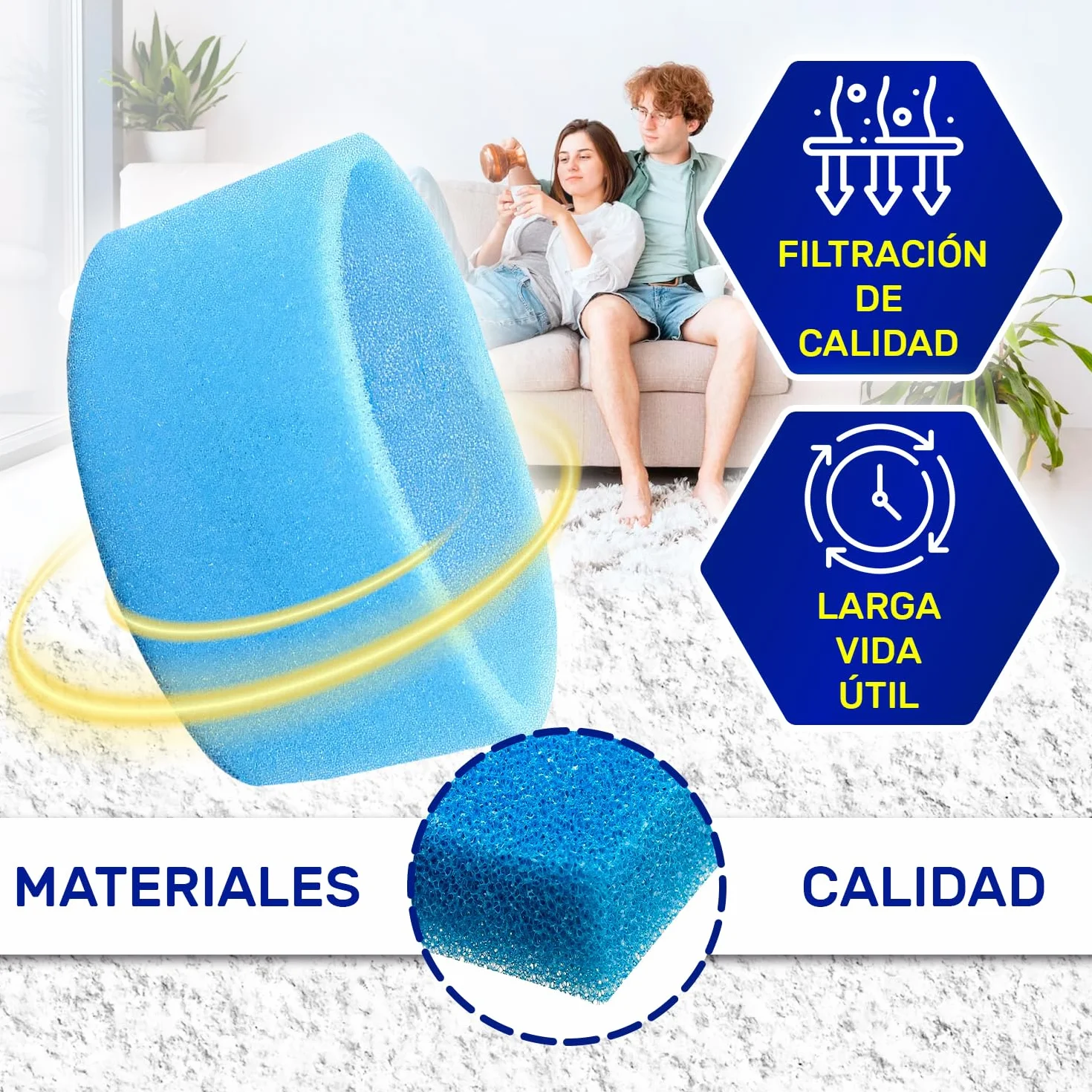 Filtro de Esponja para Vaporeta Limpieza Hogar con Código Original M0003113 SL001788 para Polti Vaporetto Lecoaspira Limpiador Vapor - MONTERAL