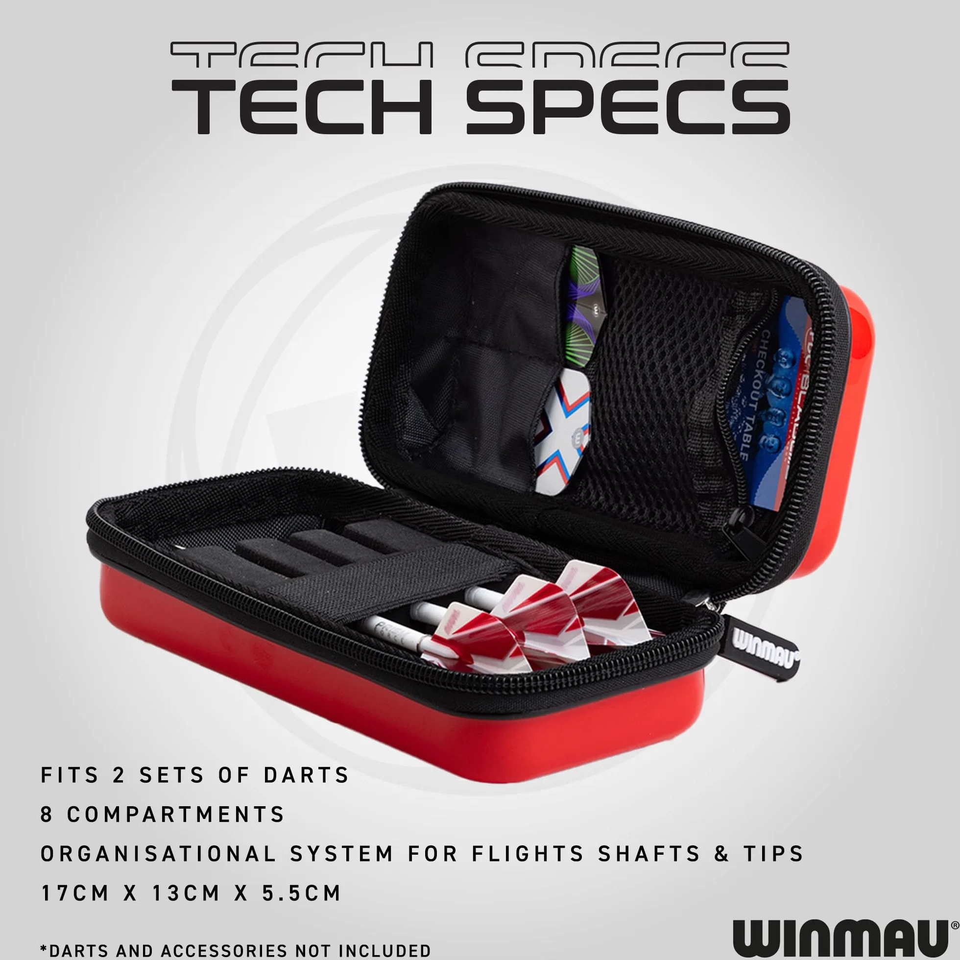 WINMAU Armor Darts Monedero – Estuche para dardos y accesorios completamente montados – Resistente a los golpes, extremadamente duradero y seguro, rojo, G1