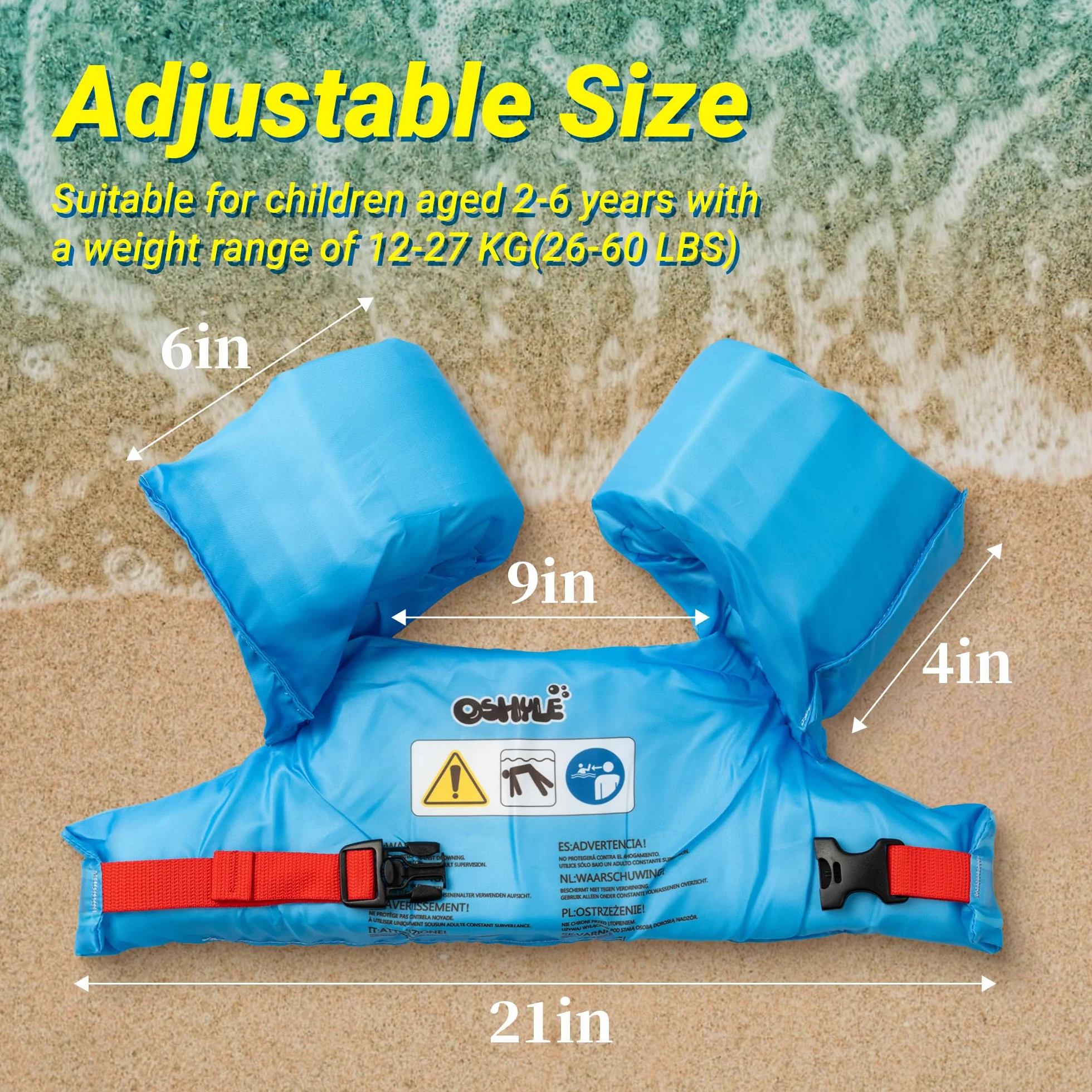 Chaleco Flotador De Natación para Niños Pequeños,Alas de natación para niños,Manguitos de flotación,Manguitos de natación para niños,Chaleco de natación