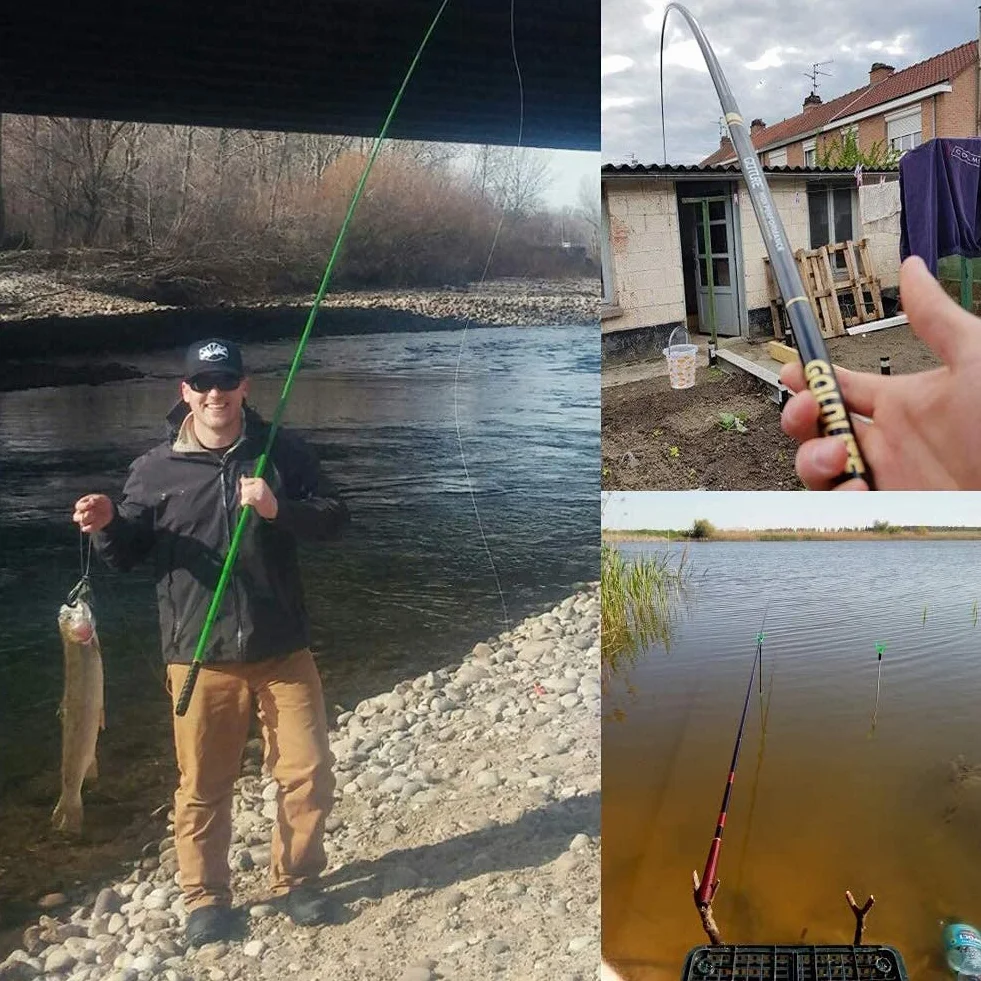 Goture Caña de Pesca con Mosca Telescópica Tenkara Fibra de Carbono Ultra Ligera + 3 Segmentos
