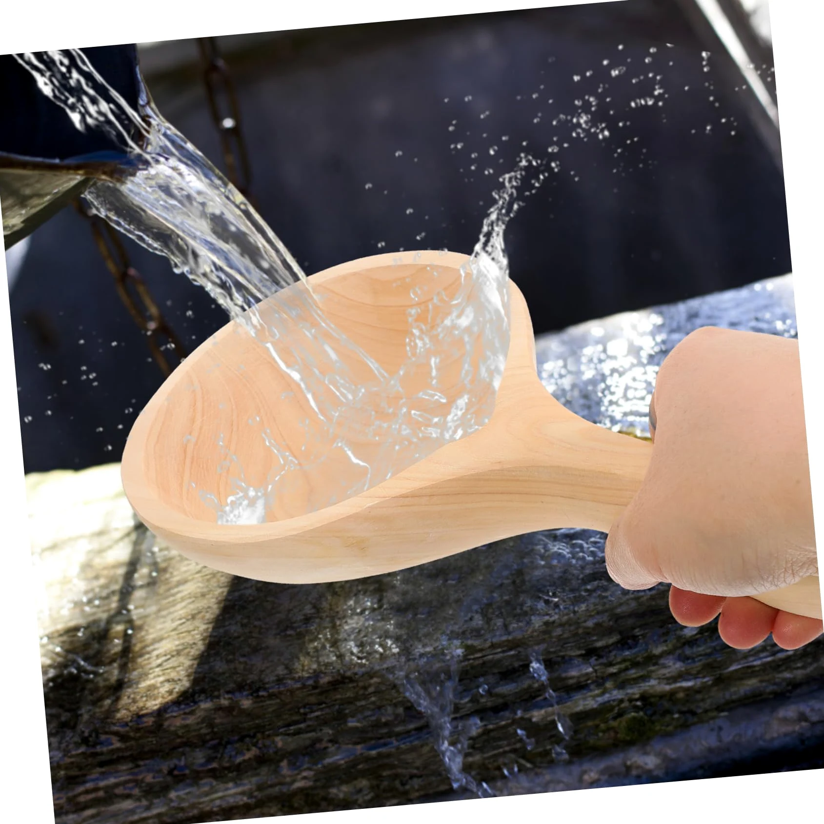 Alipis Cucharón de Agua de Madera Diseño Único, Utensilio de Cocina Práctico y Ahorrador, Adecuado para Cantinas y Hoteles