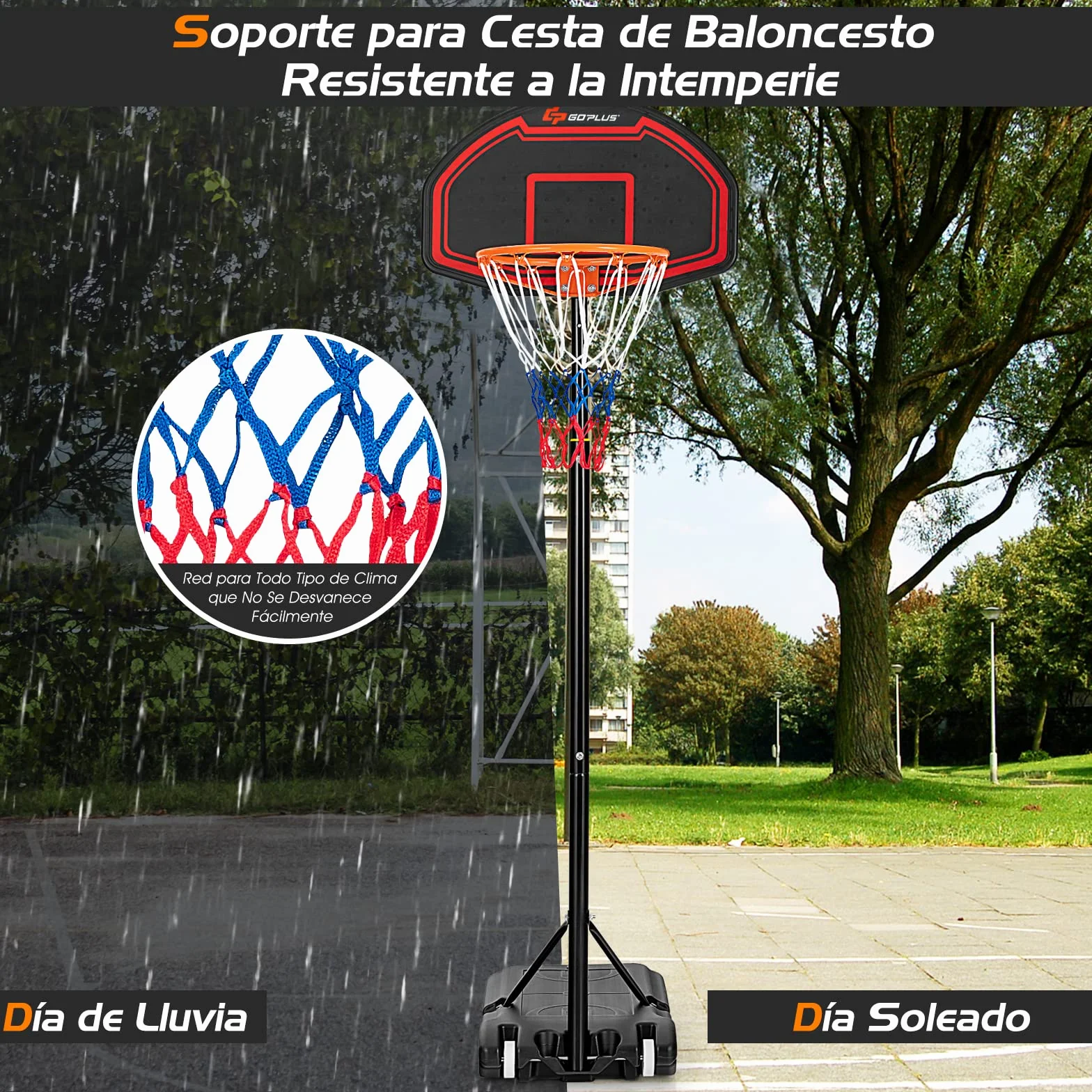 COSTWAY Canasta de Baloncesto para Niños, Soporte Regulable 192-247 cm, Tablero Inastillable, Portátil con Ruedas Rojo.Negro