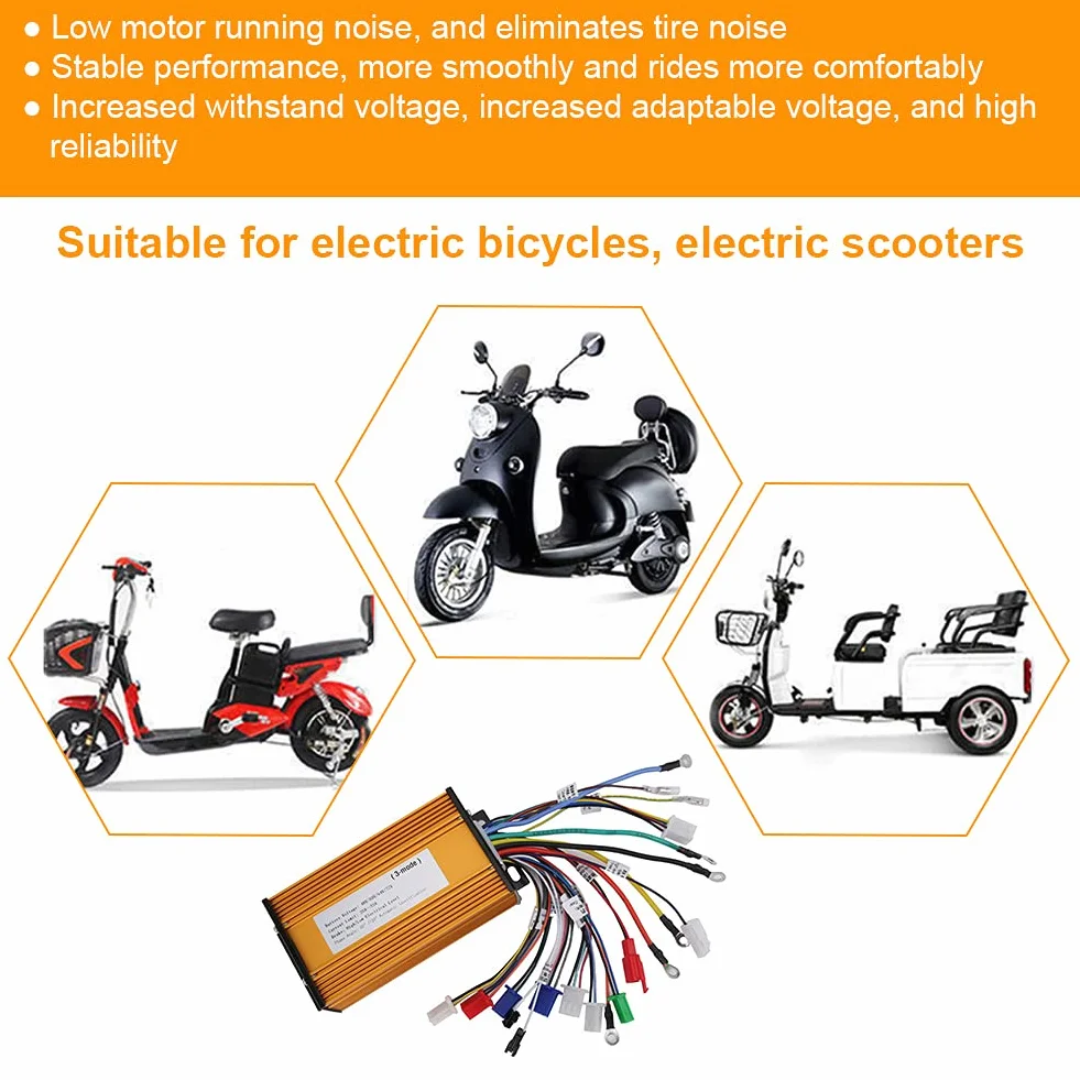 Controlador Sin Escobillas Bicicleta Eléctrica 48V-72V Universal 3 Modos 12 Tubos