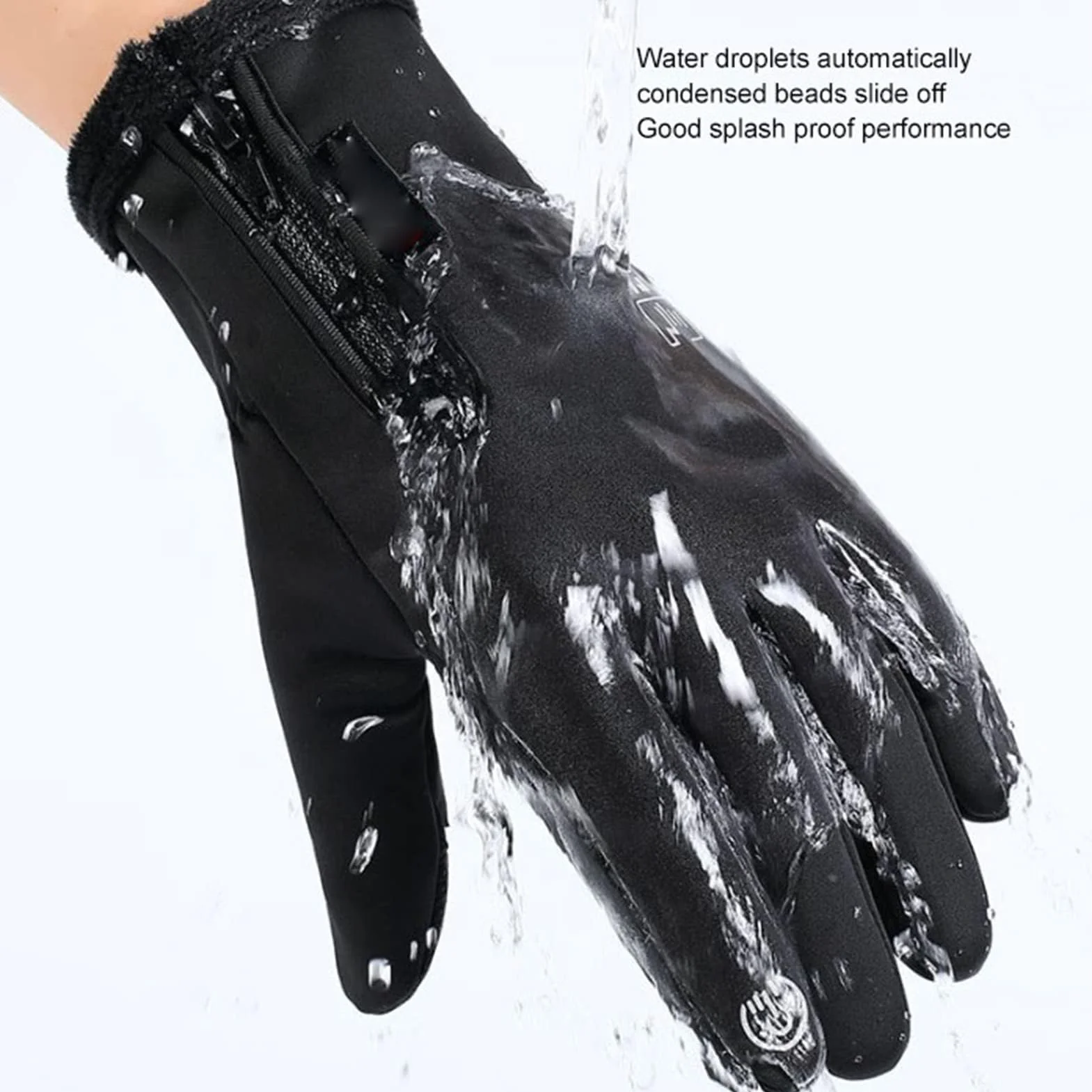 HERCHR Guantes de Pesca Impermeables Térmicos con Pantalla Táctil 2 Dedos Cortados para Ciclismo Invierno Kayak Negro