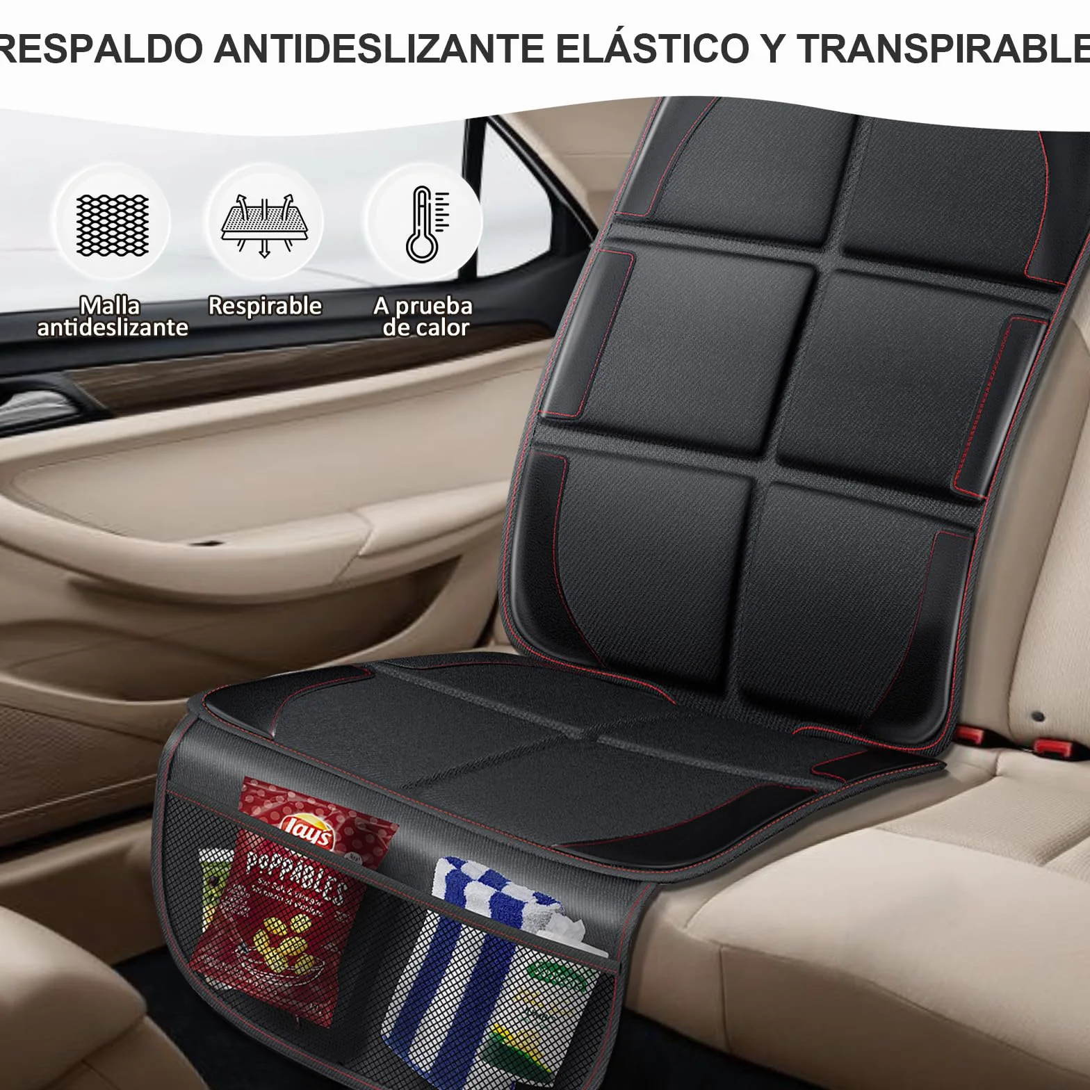 Gimars XL 2 Piezas Protector Asiento Coche Silla Bebe, [Compatible ISOFIX], Universal Impermeable Tela Oxford 600D Protector Silla Coche Niños con 2 Bolsillos de Malla, SUV Sedán Camión, Negro