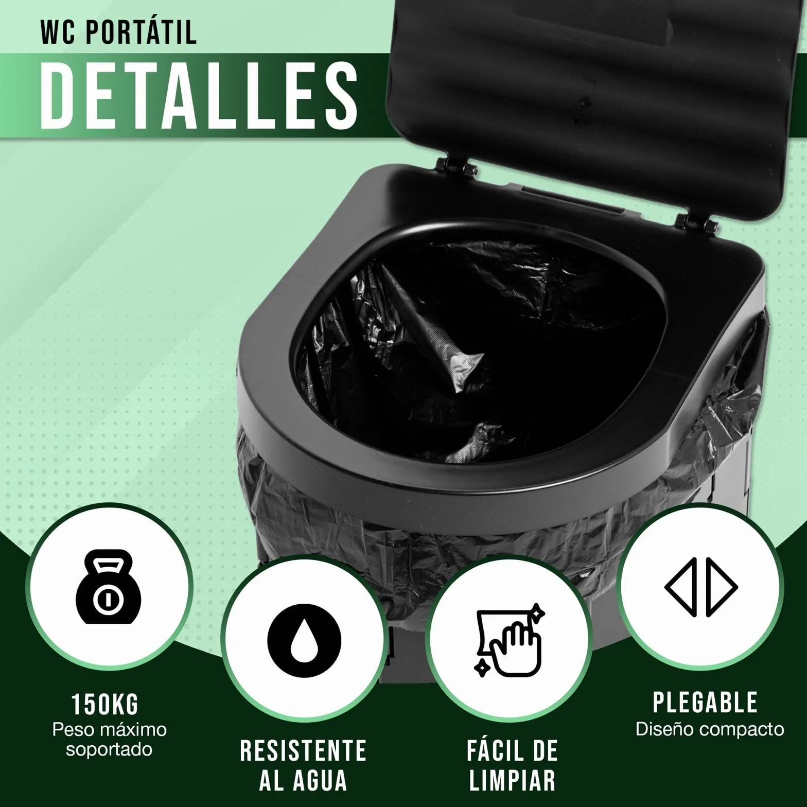 Inodoro portátil para camping con gel aglutinante WC portátil orinal urinario mujer