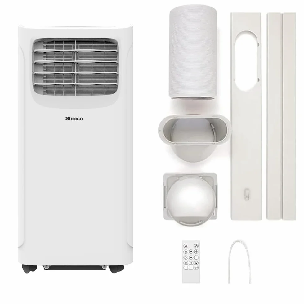 SHINCO 9000BTU Aire Acondicionado Portátil con Función 3 en 1, Aire acondicionado, Deshumidificador, Ventilador, Modo de suspensión, Para máximo de 22㎡, Temporizador de 24 horas, Kit de Ventana