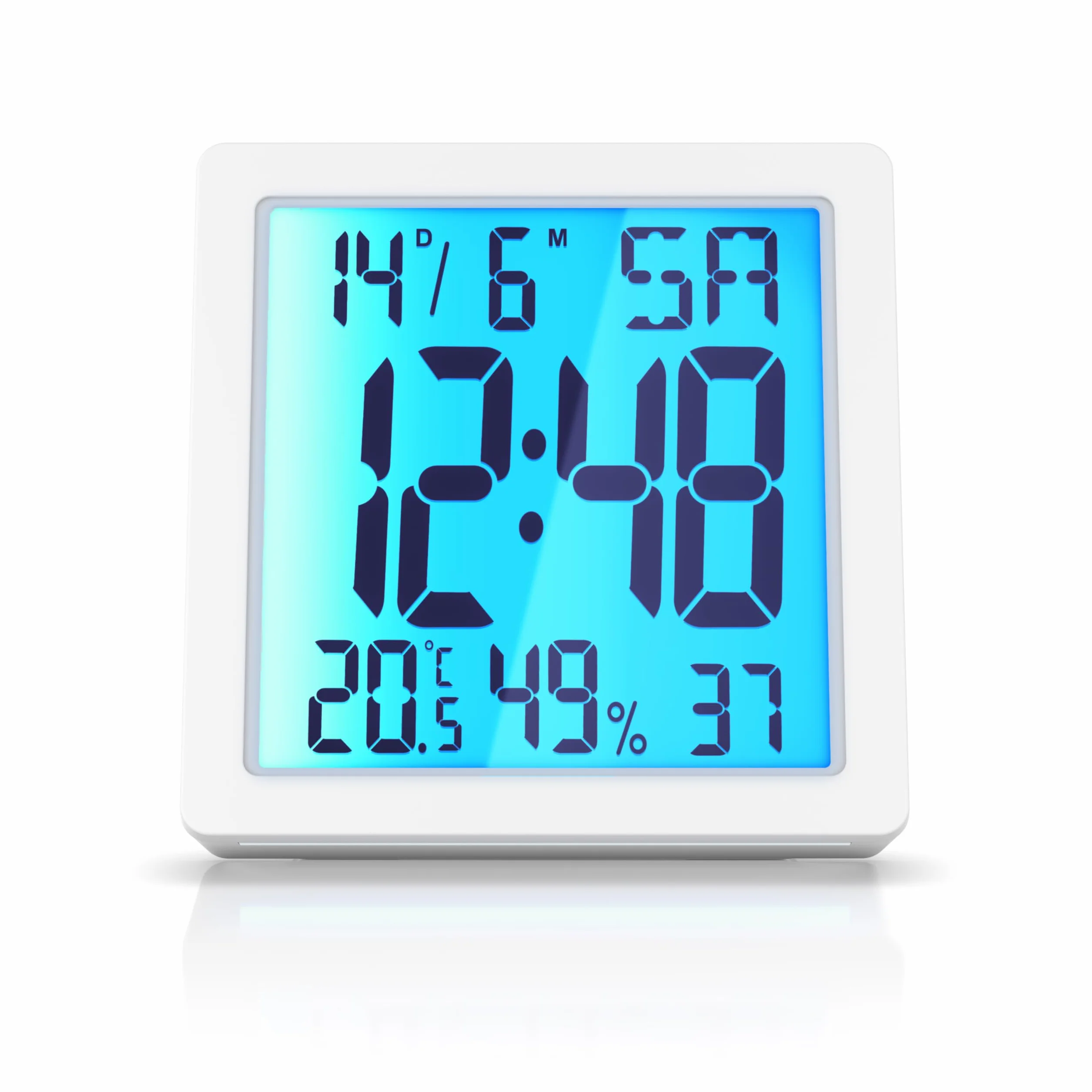 Reloj Despertador Digital con 10,3cm Pantalla LED de Temperatura Humedad Fecha y día, Alarm Cloc Snooze Termómetro Formato 12/24 horas, Reloj digital de Mesa de Viaje para Sala de Oficinas Familiares