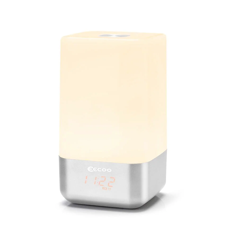Fdit 5 Sonidos Despertar Luz Alarm Reloj Amanecer Simulation Lámpara de Noche con Naturales
