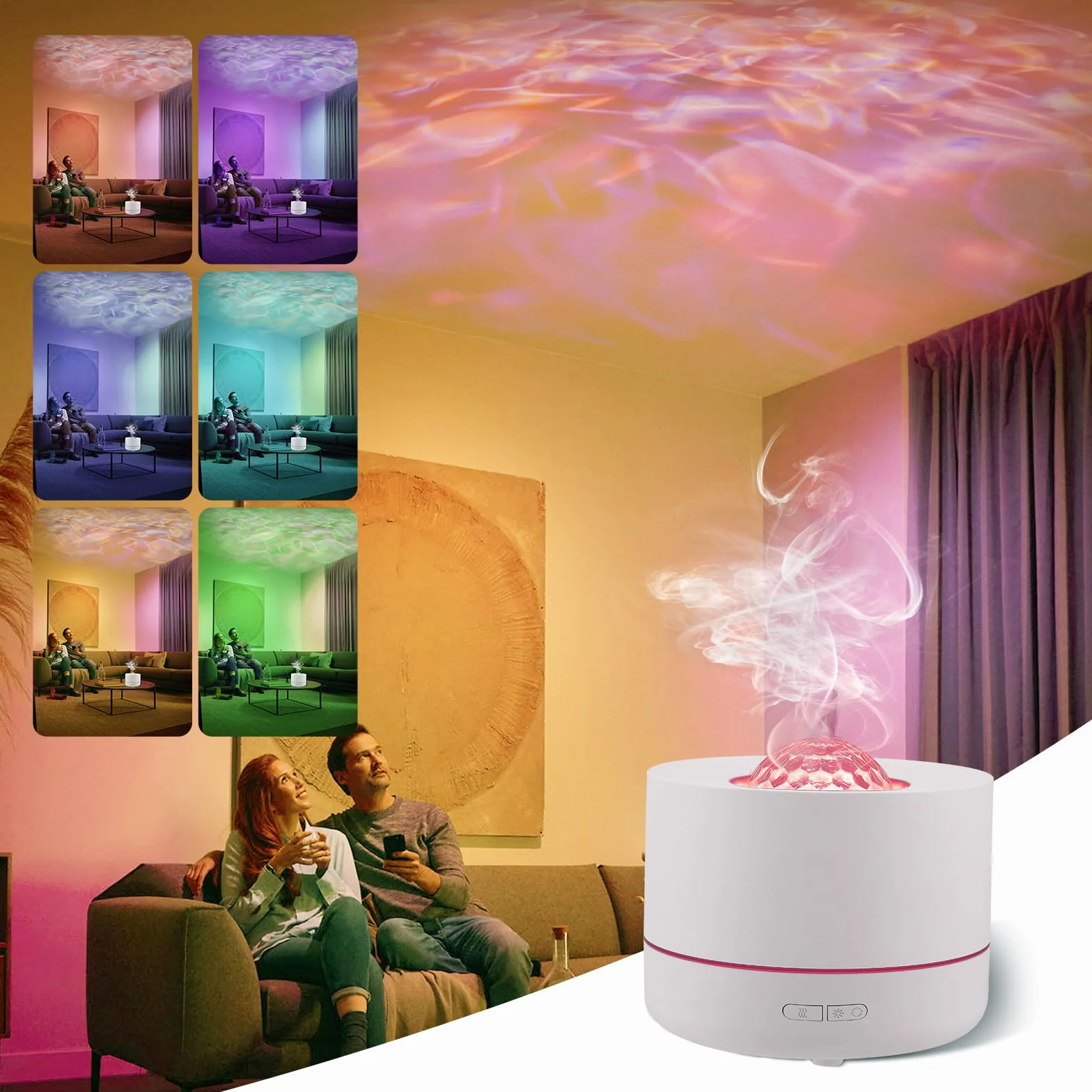 Humidificador de bebé con niebla fría para dormitorio, silencioso, con luz nocturna y proyector estrella, 500 ml, humidificador pequeño para el hogar, niños, niñas