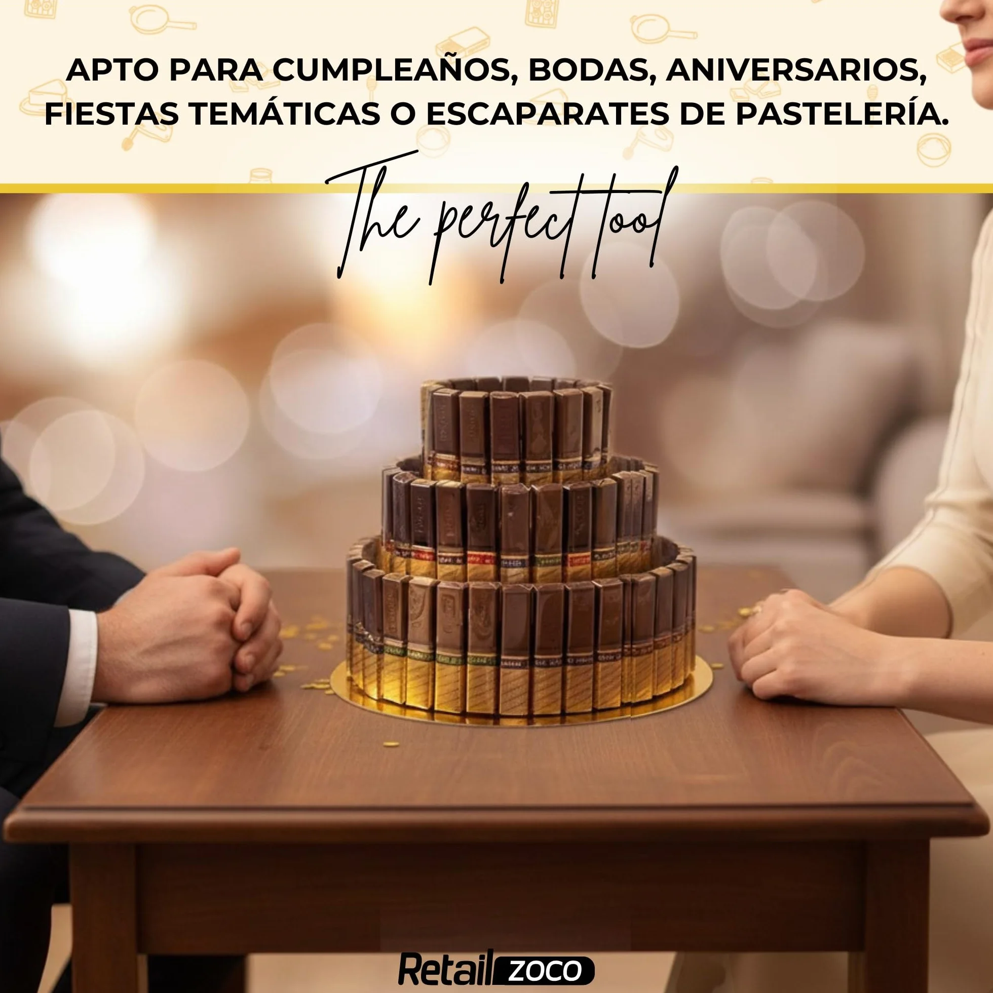 CHEFZOCO Molde de poliestireno para tartas, Juego de 3 pisos para tartas, Bases para tarta, Apto para para arreglos florales, cumpleaños, bodas, fiestas, Diseño circulos 3 niveles 10-20-30 cm