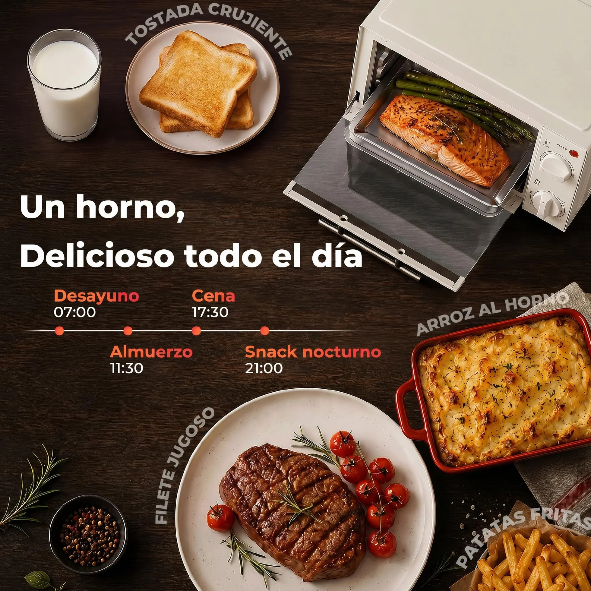 HOMCOM Horno Eléctrico de Sobremesa Horno Sobremesa de 9L 750W con Temperatura Ajustable hasta 230°C Temporizador 60min y Bandeja para Hornear Parrilla Crema