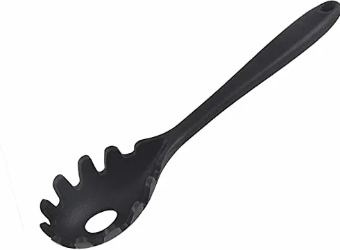 Servidor de espagueti de silicona - Tenedor de pasta - Longitud 28,5 cm (negro)