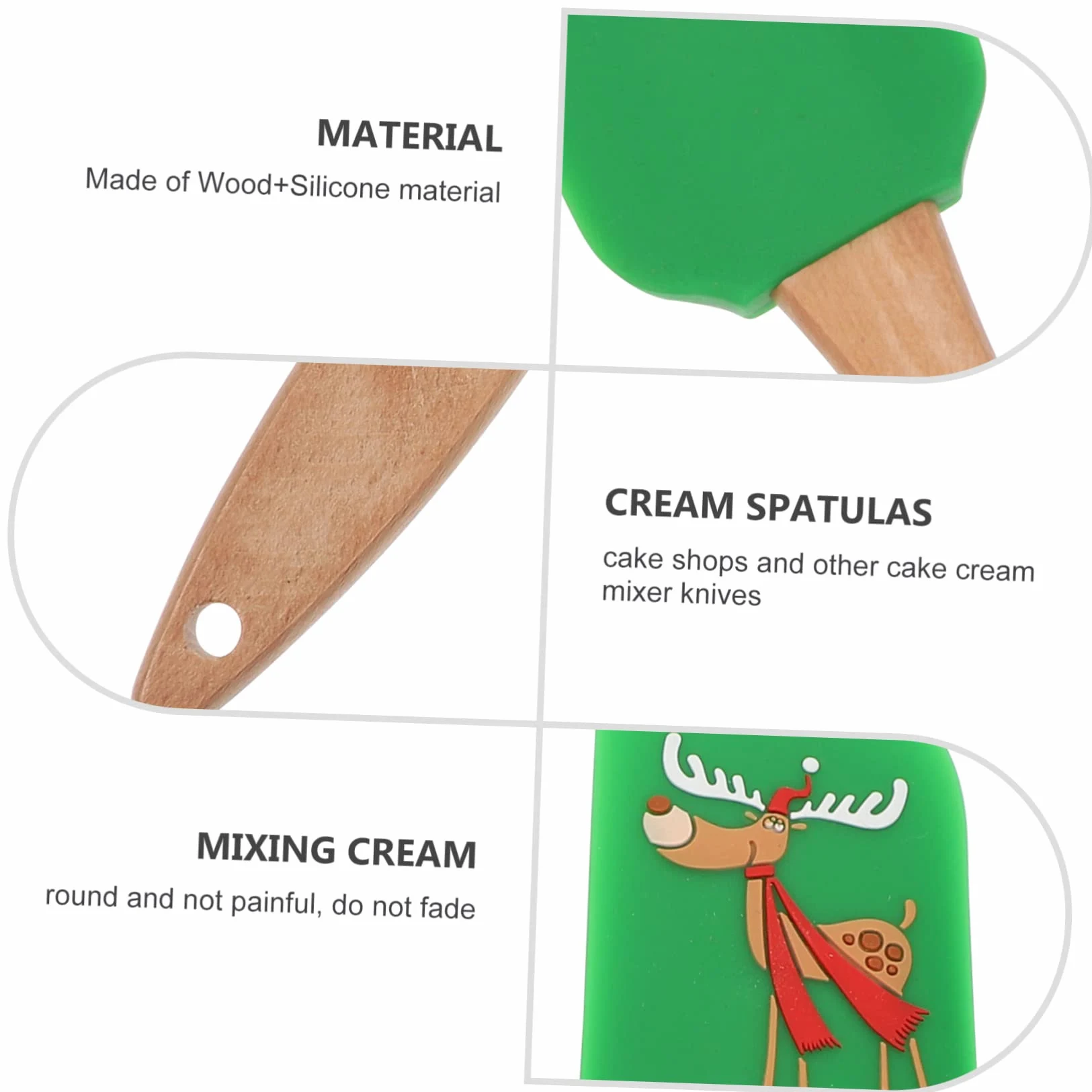 4piezas Espátula De Silicona Para Repostería Mango De Herramientas De Cocina De Diseño Navideño Raspadores De Crema Antiadherentes y Reutilizables Para Mezclar y Decorar