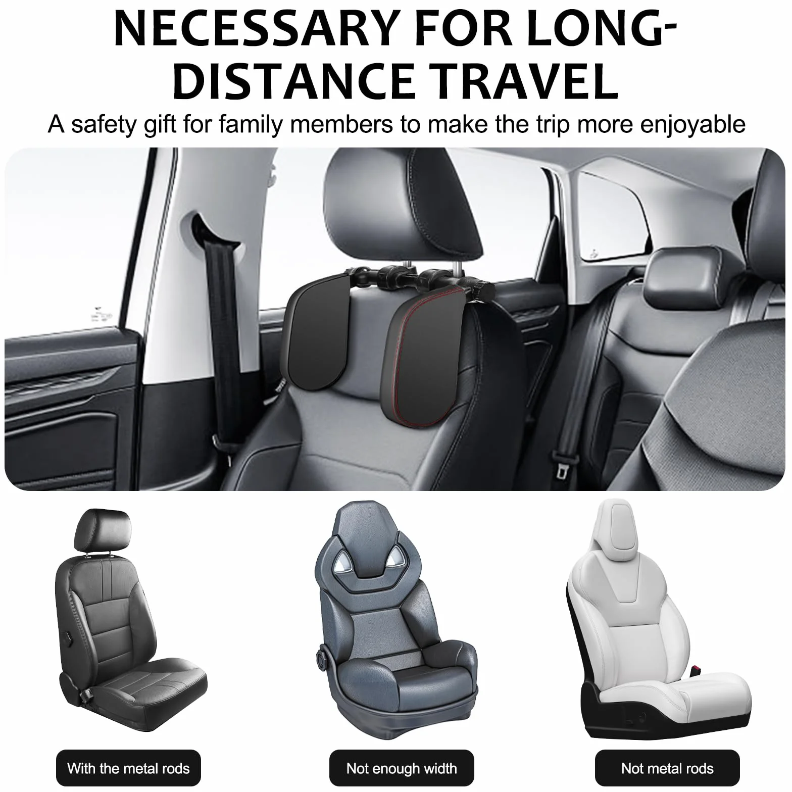 KAEFUYS Reposacabezas Coche Ajustable de 360 ​​​​°para Niños y Adultos Reposacabezas para Automóvil Fácil de Instalary Desmontable Material Suave y Transpirable para una Experiencia de Viaje Cómoda