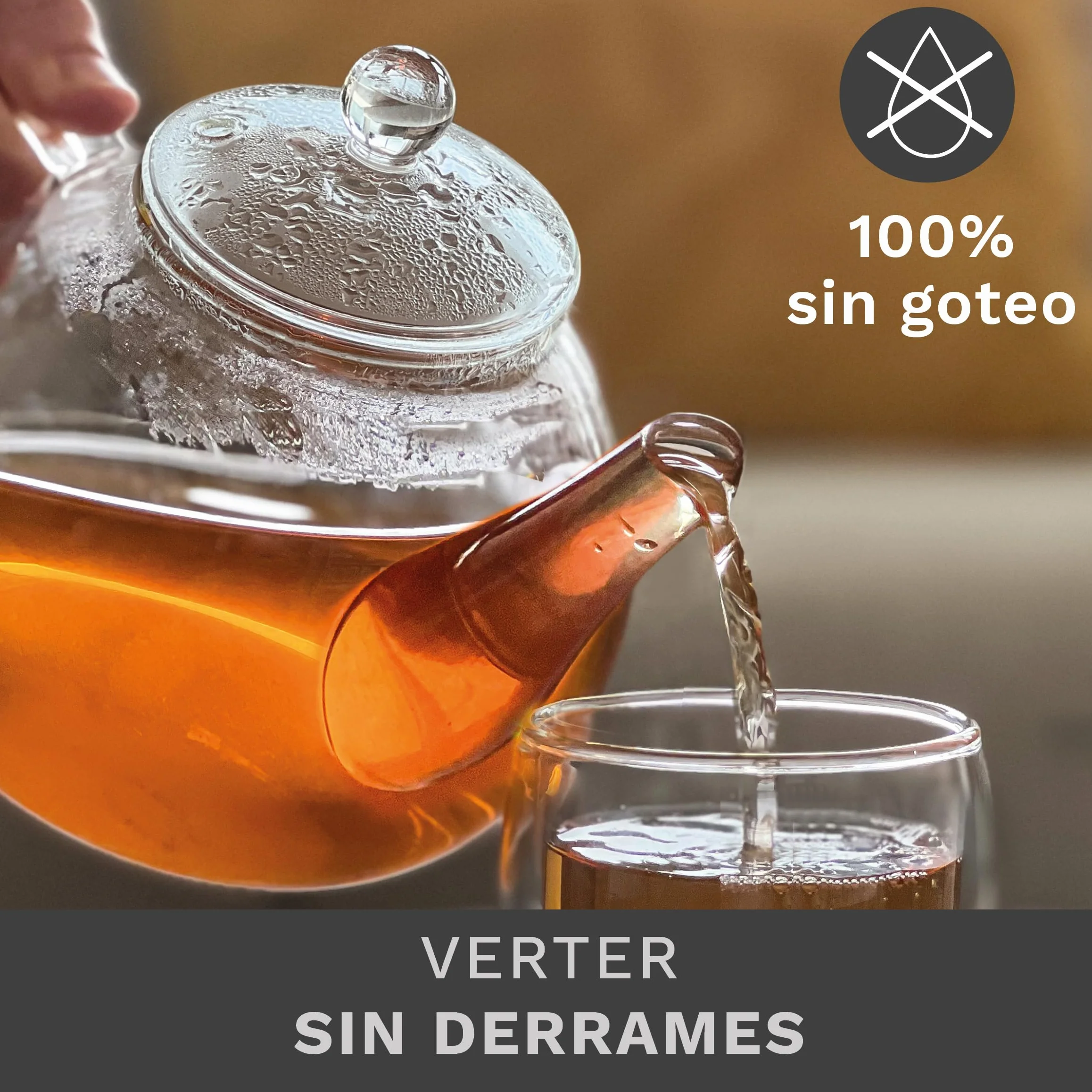 Creano Tetera de Vidrio Clásica 800ml con Filtro de Vidrio y Tapa de Cristal – Diseño Integral de Vidrio para una Infusión Pura y Natural