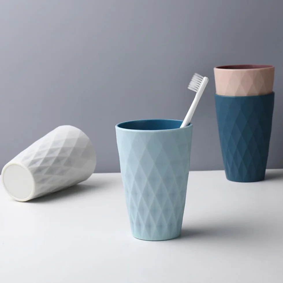 Vaso Cepillo de Dientes, 2 Piezas Taza de Plástico, Vaso Cepillo de Dientes bañ, Fuerte y Resistente a la caída, Apto para Adultos, Adolescentes y niños 450ml/15.8oz