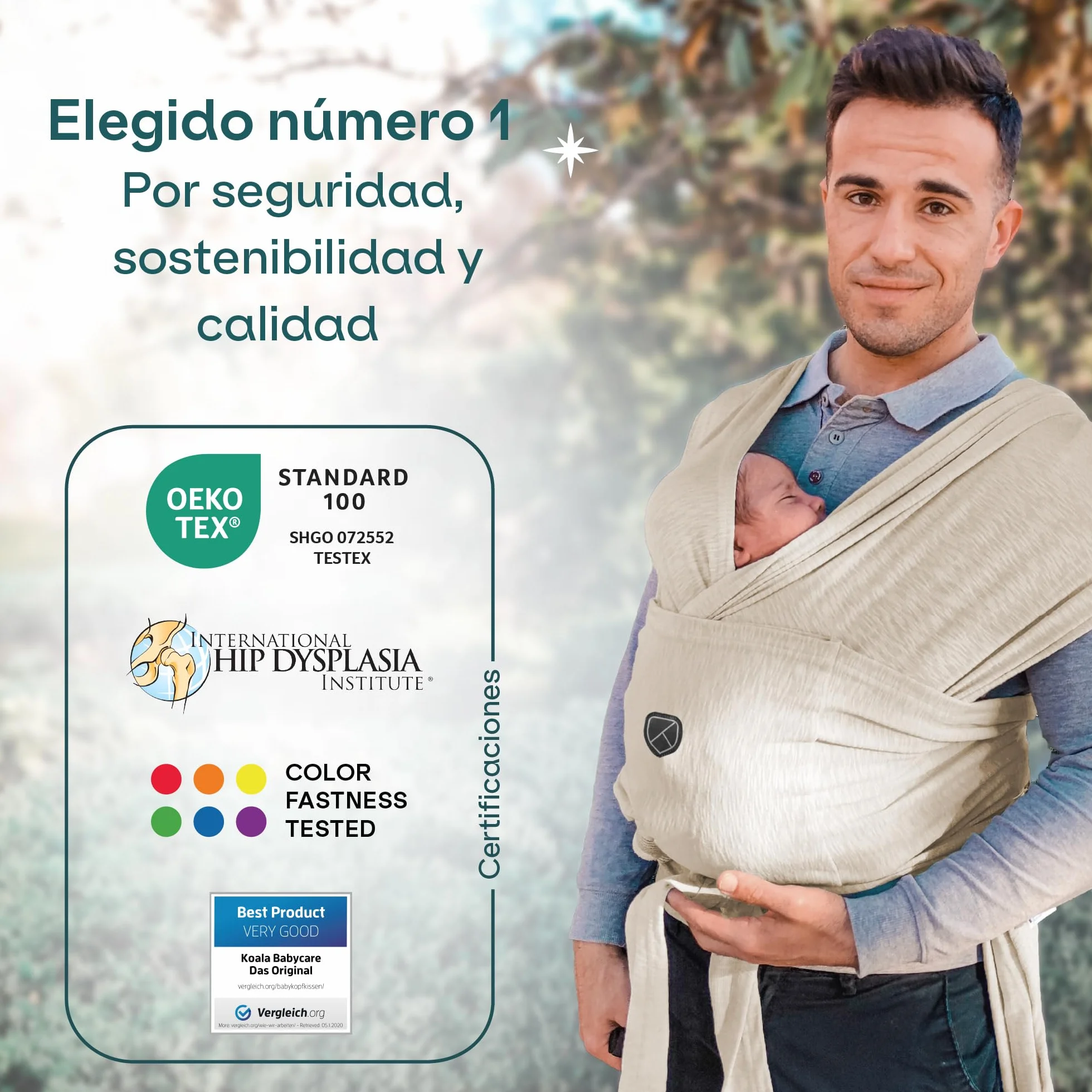 Koala Babycare Fular Portabebés Elástico Ajustable Unisex Hasta 9 kg